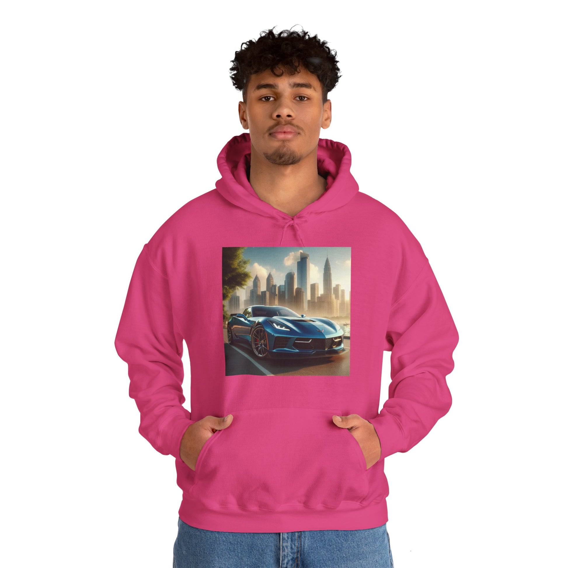 Blue Corvette Hoodie Hoodie Printify