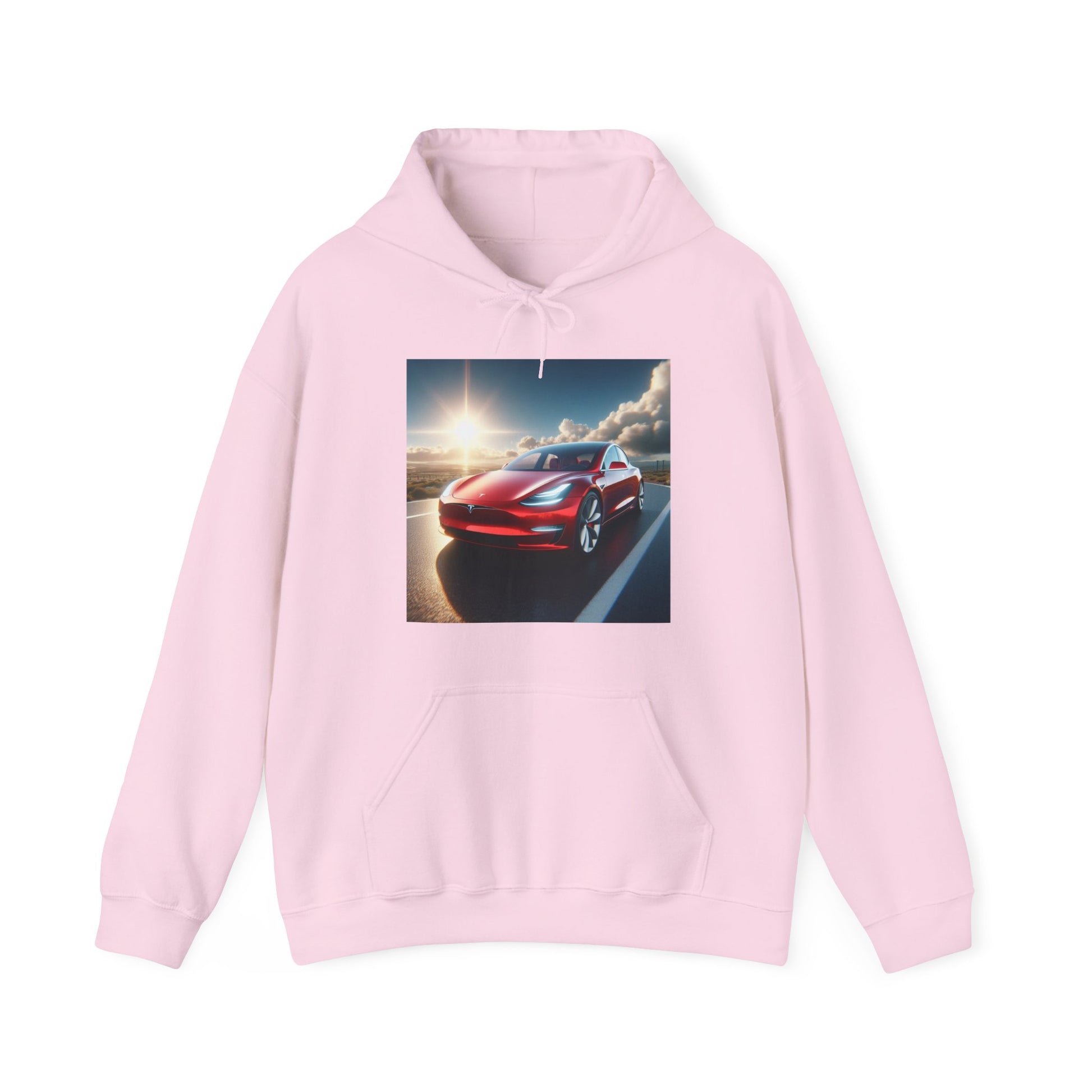 Red Tesla Hoodie Hoodie Printify Light Pink S