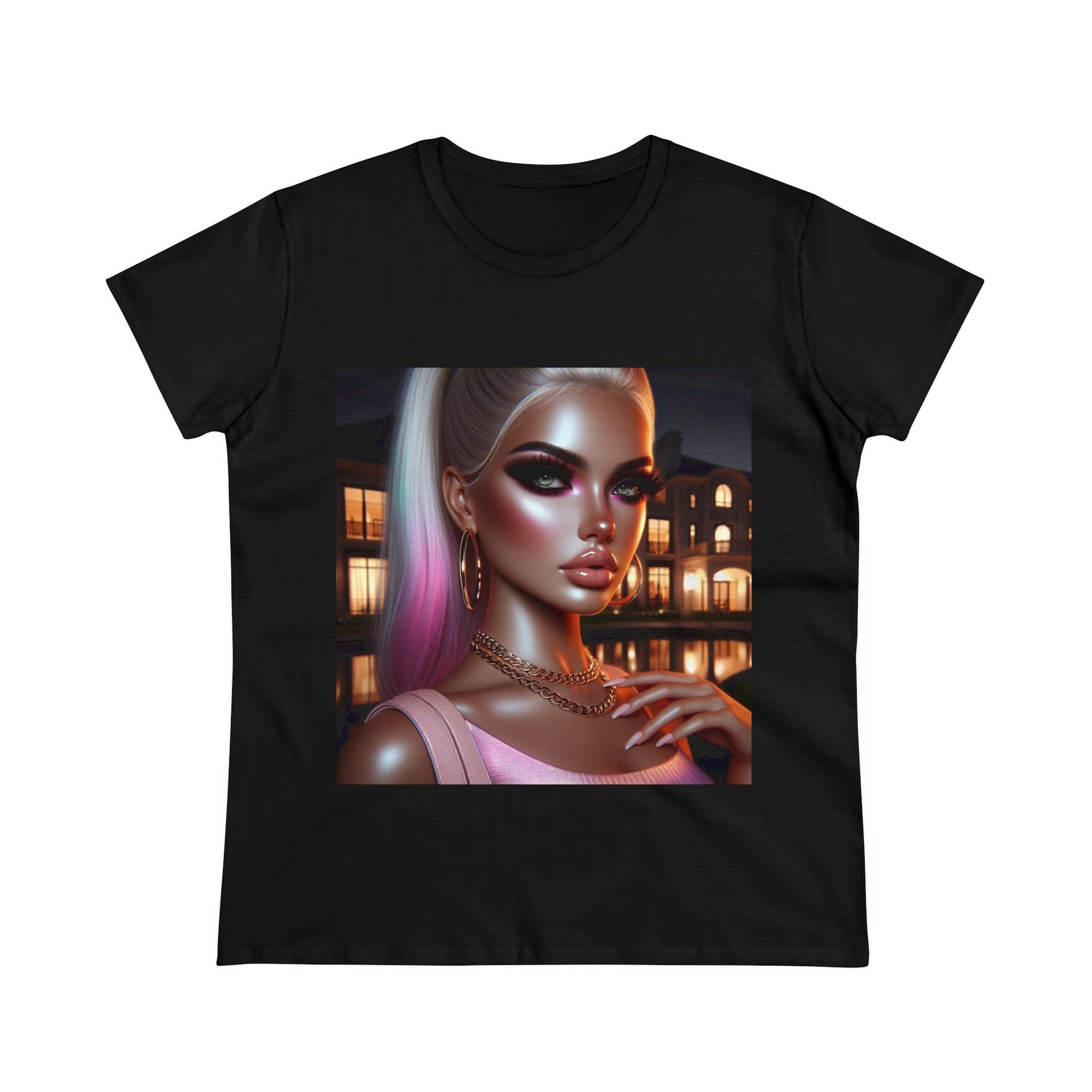 Pink at Night T-Shirt T-Shirt Printify Black S