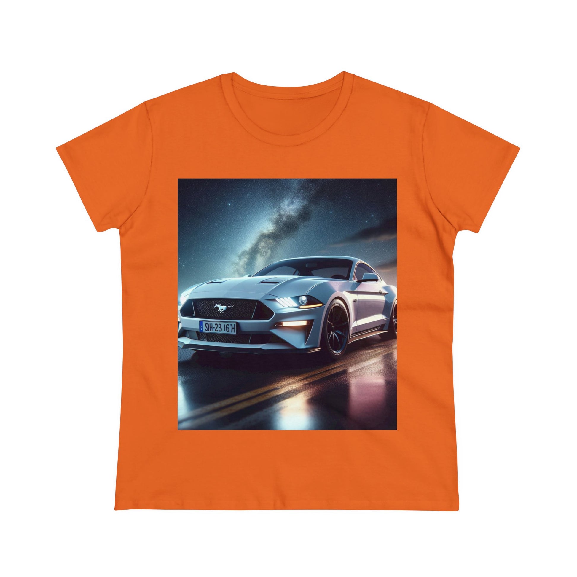 White Mustang T-Shirt T-Shirt Printify Orange S