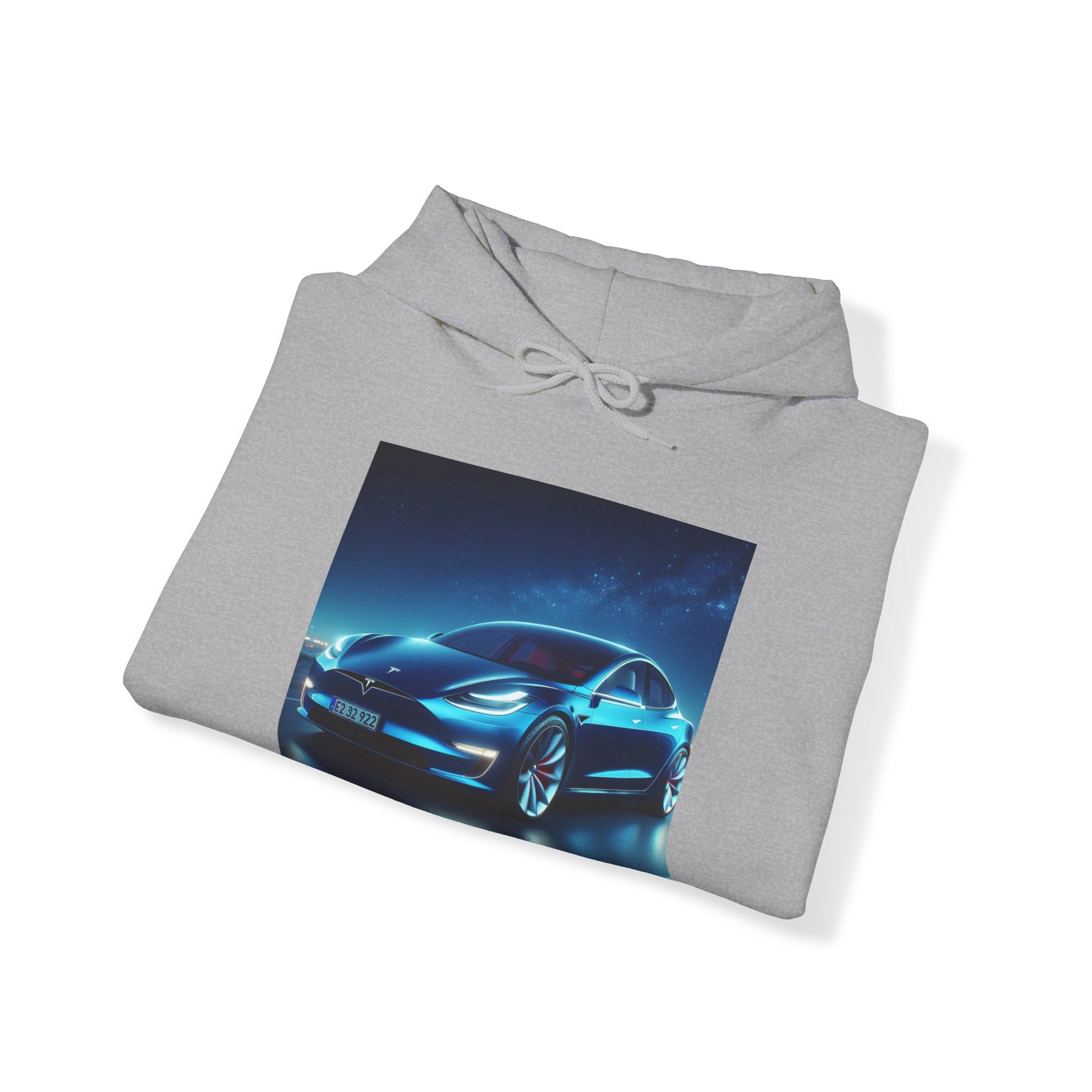 Blue Tesla Hoodie Hoodie Printify
