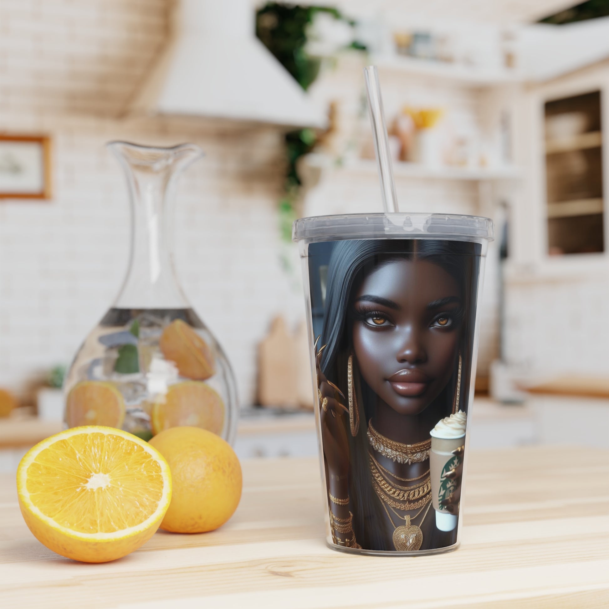 Elevated Coffee Tumbler with Straw Mug Printify