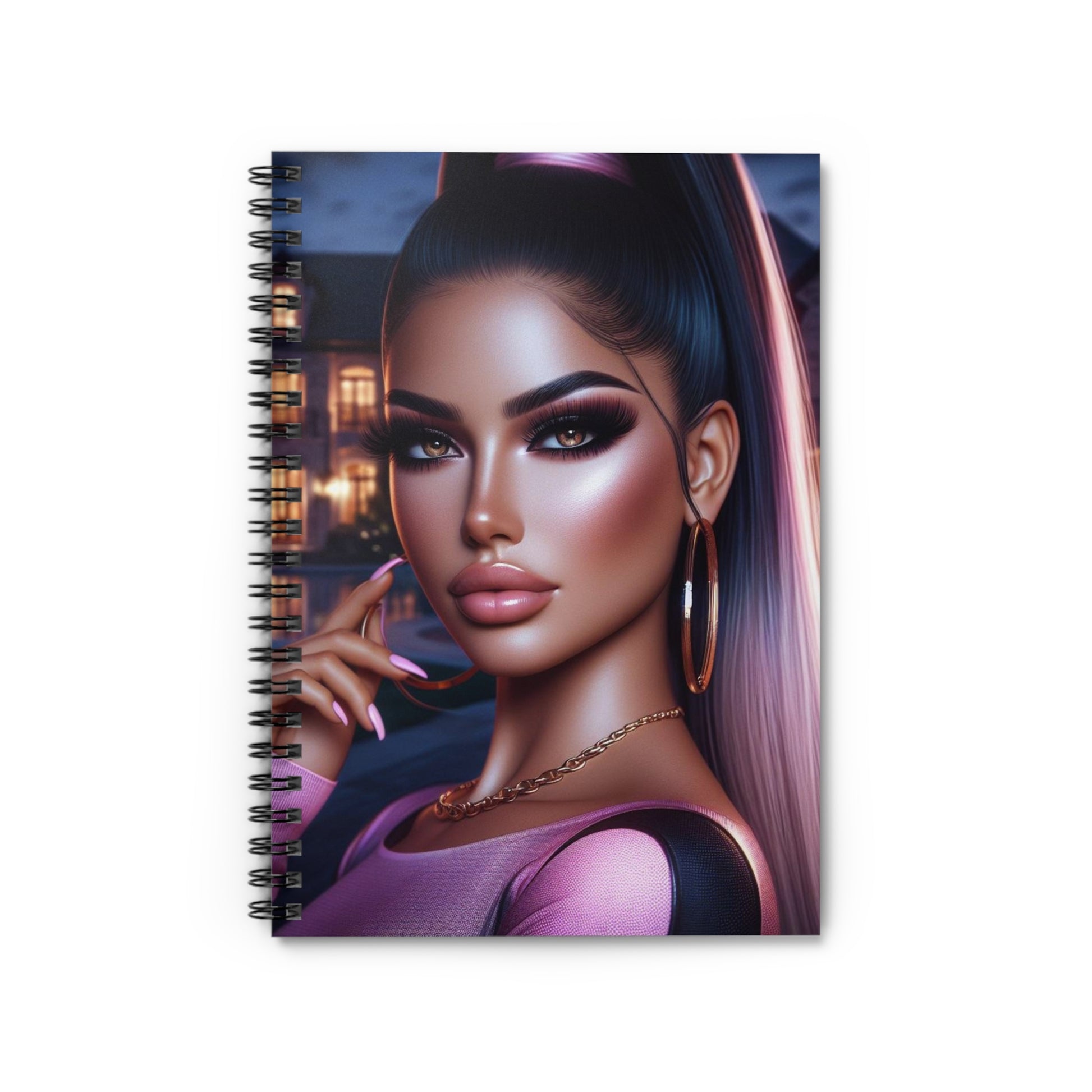 Pink at Night Spiral Notebook Paper products Printify One Size