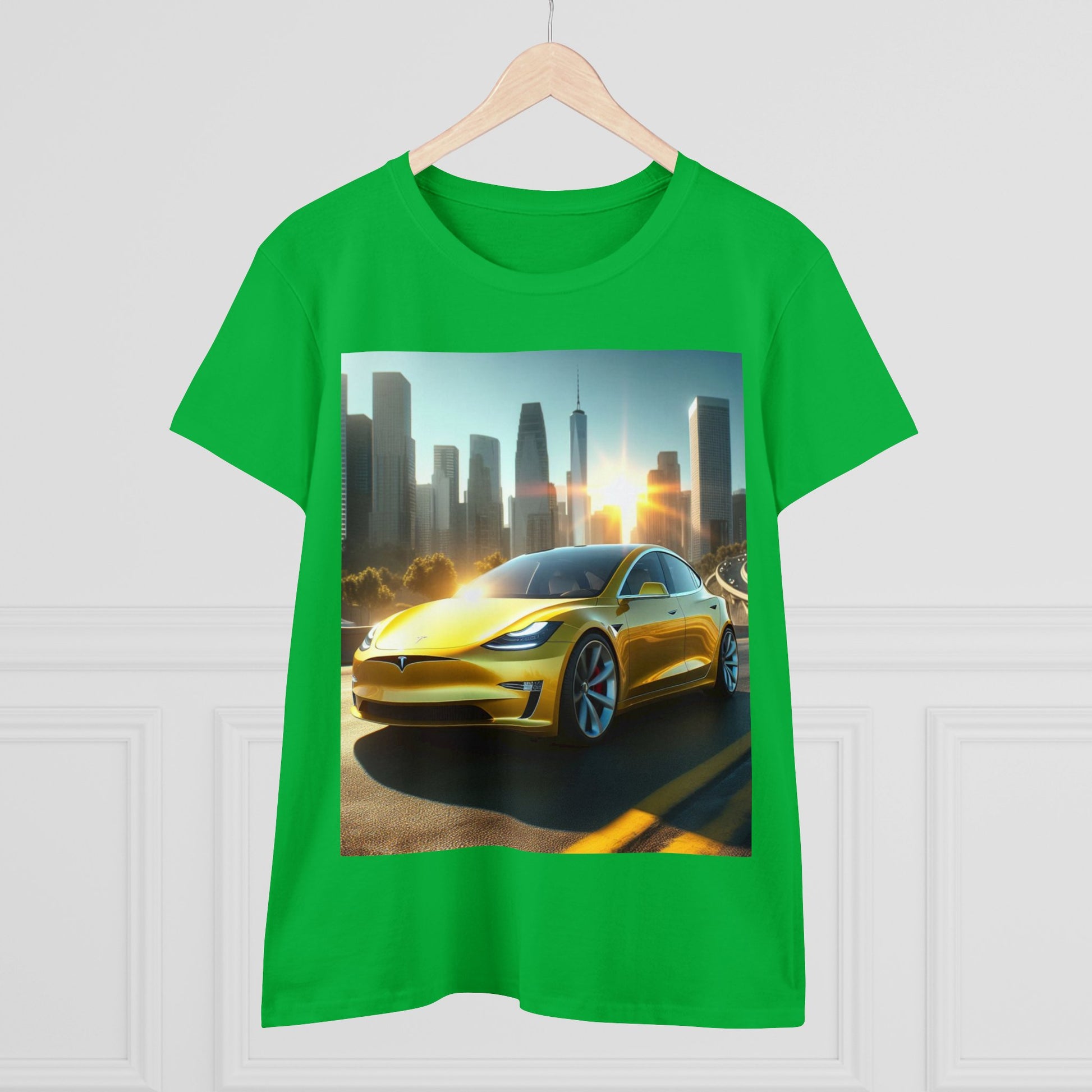 Yellow Tesla T-Shirt T-Shirt Printify