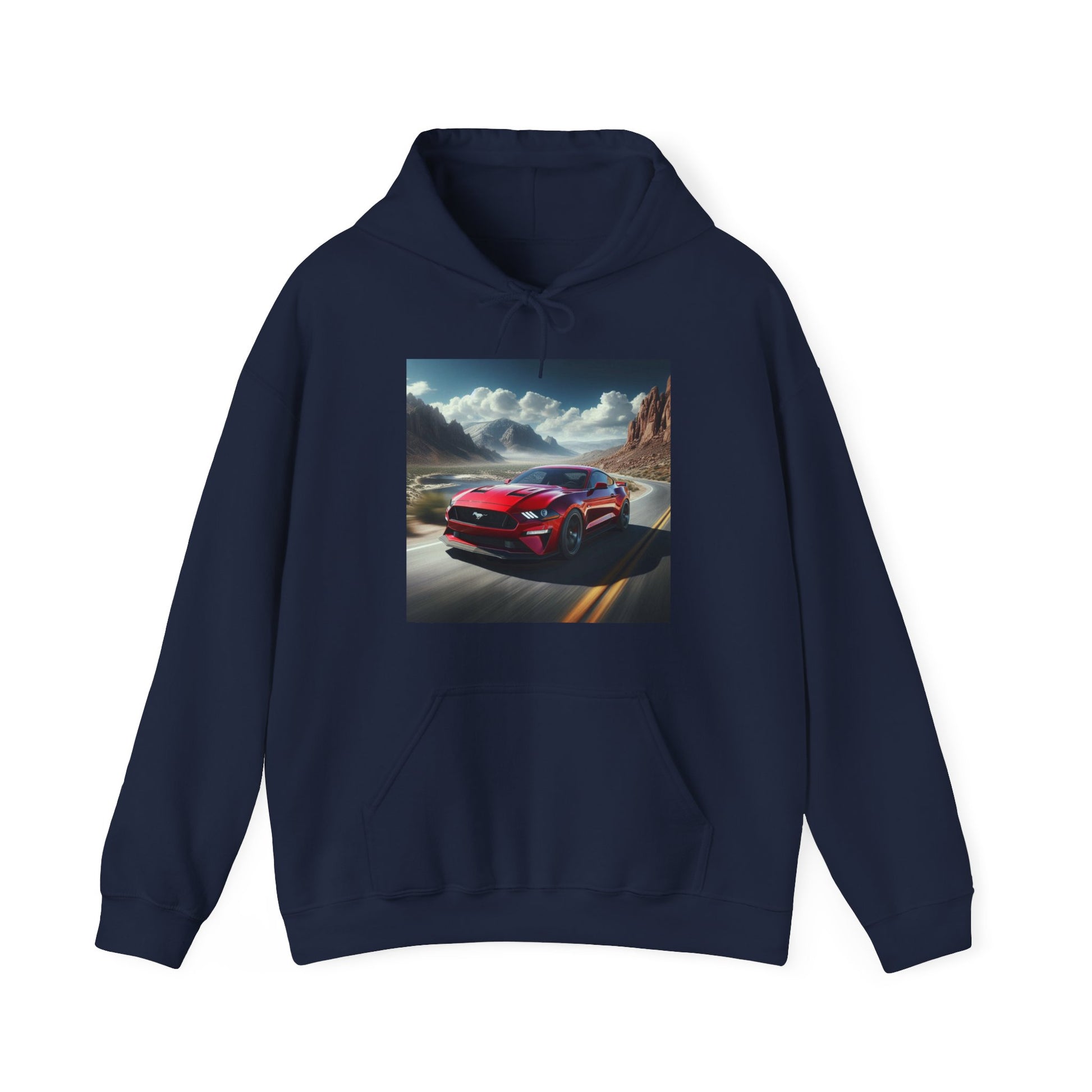 Red Mustang Hoodie Hoodie Printify Navy S