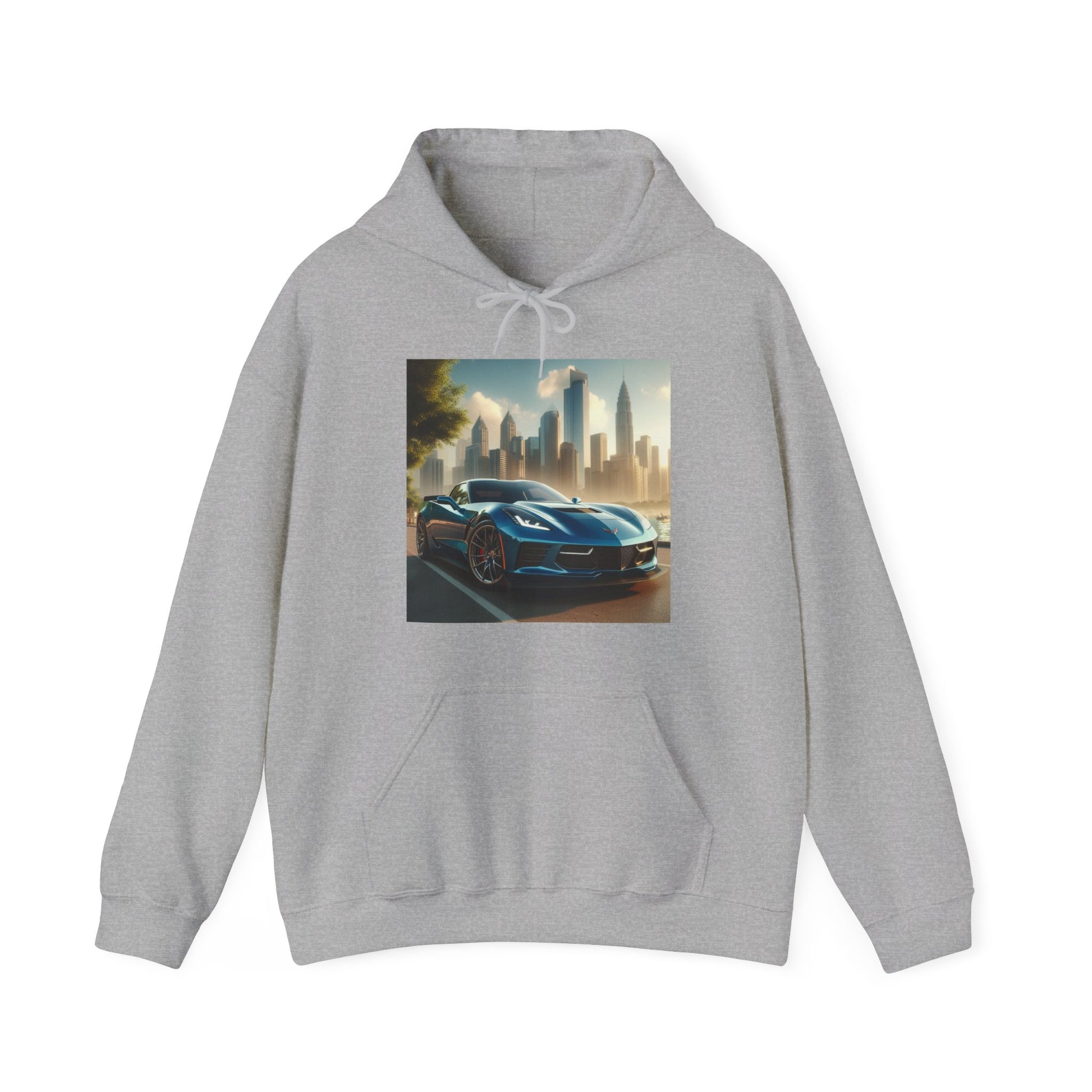 Blue Corvette Hoodie Hoodie Printify Sport Grey S