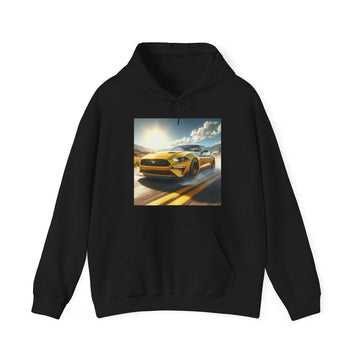 Yellow Mustang Hoodie Hoodie Printify Black S