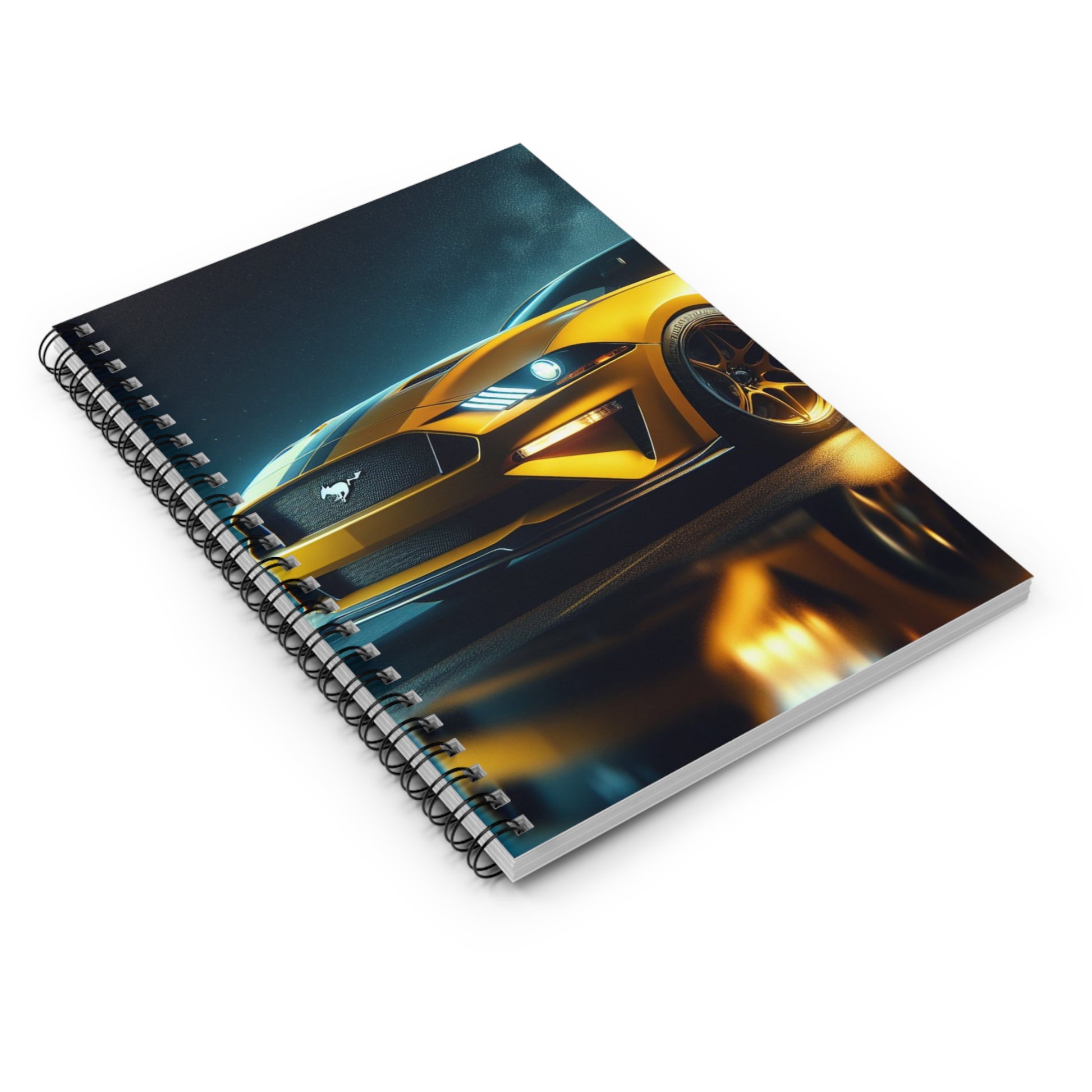 Yellow Mustang Spiral Notebook Paper products Printify