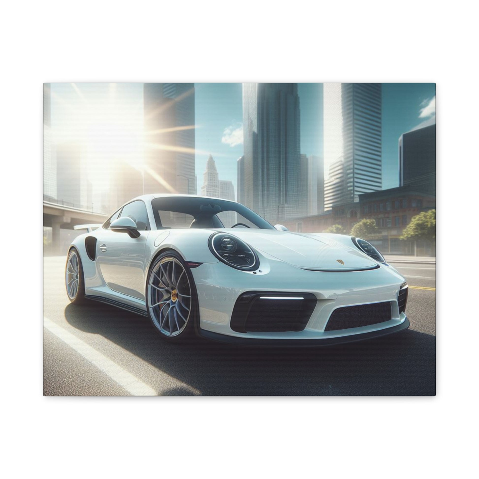 White Porsche Canvas Canvas Printify
