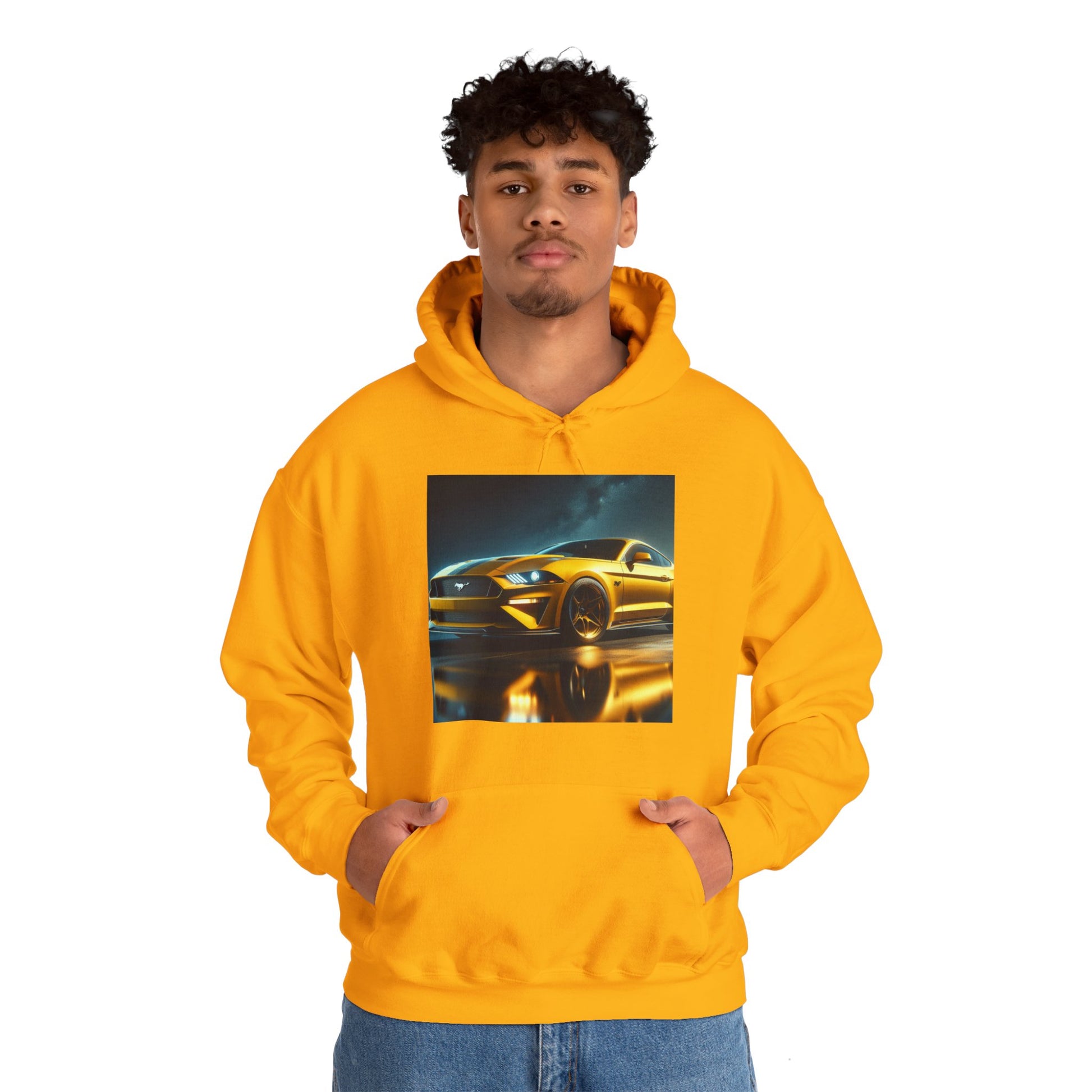 Yellow Mustang Hoodie Hoodie Printify