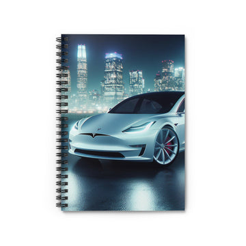 White Tesla Spiral Notebook Paper products Printify One Size