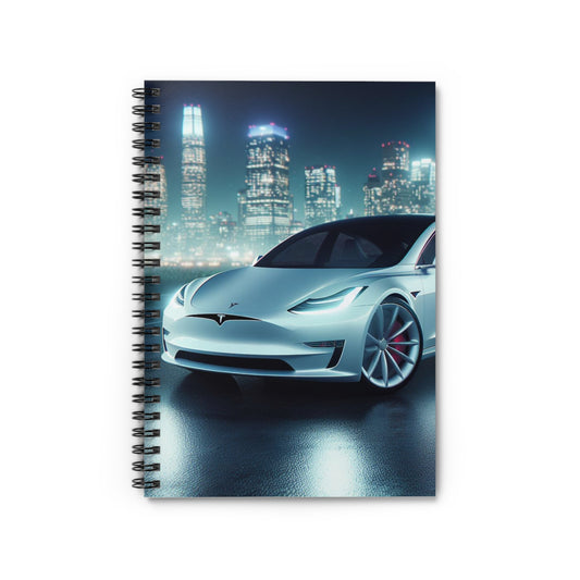 White Tesla Spiral Notebook Paper products Printify One Size