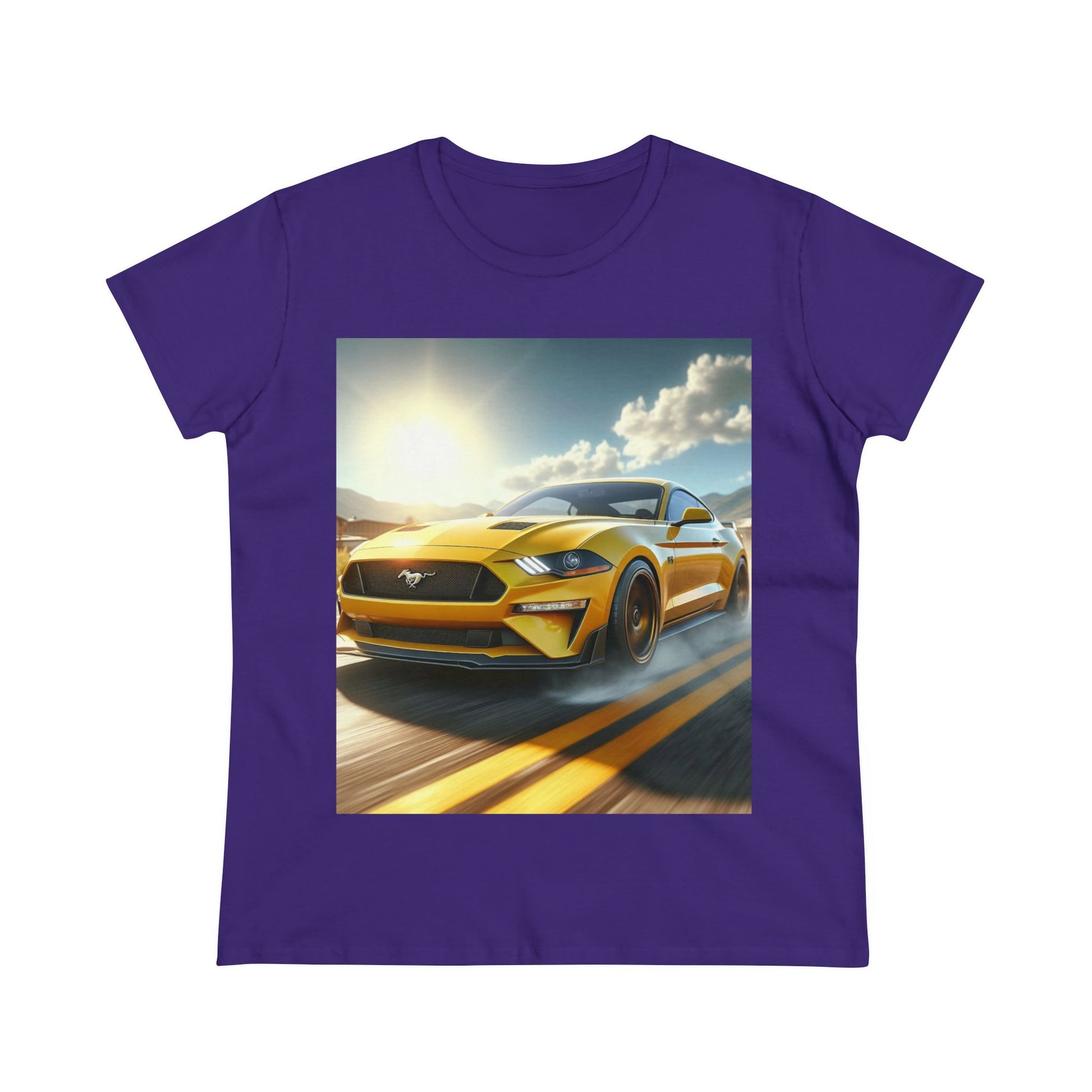 Yellow Mustang T-Shirt T-Shirt Printify Purple S
