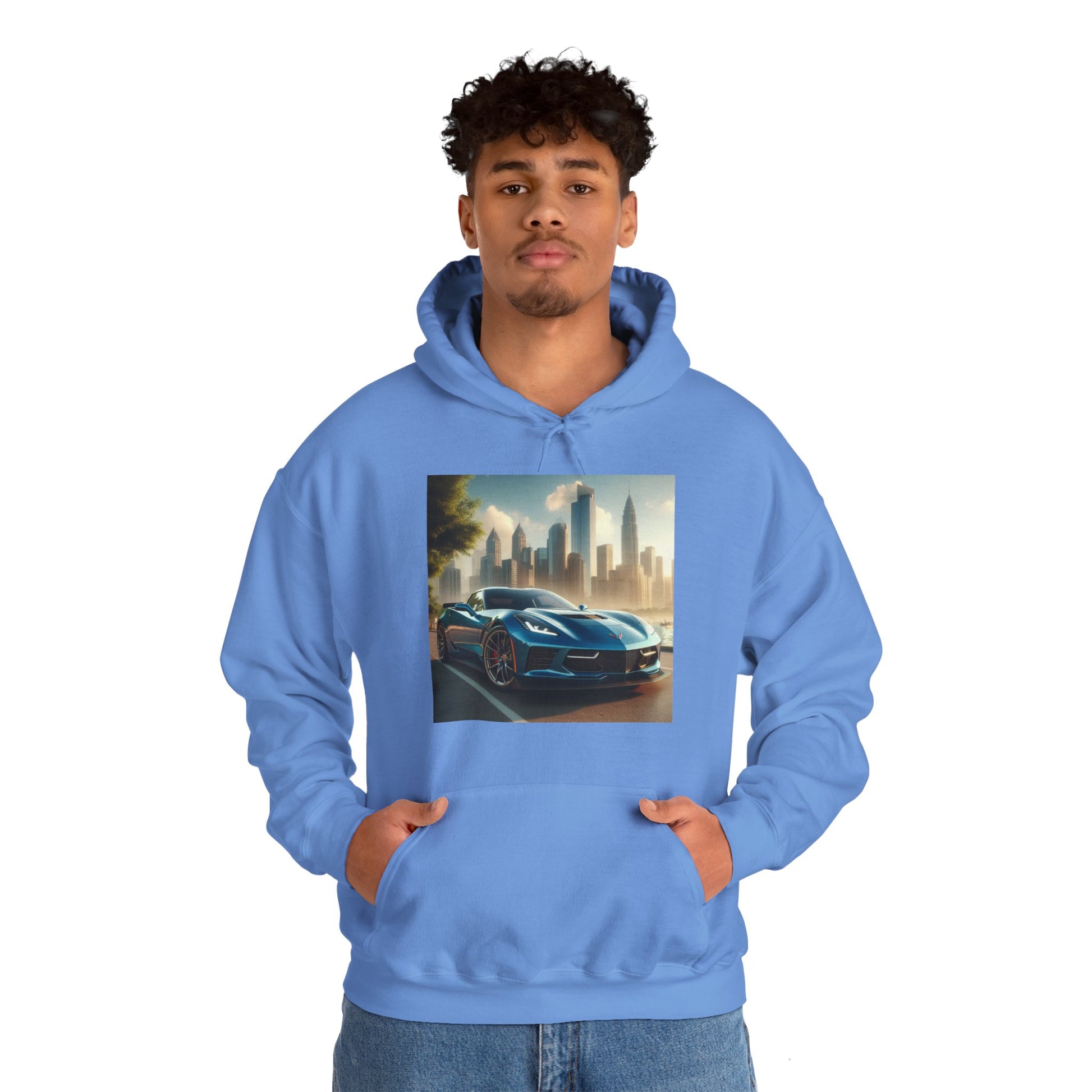 Blue Corvette Hoodie Hoodie Printify