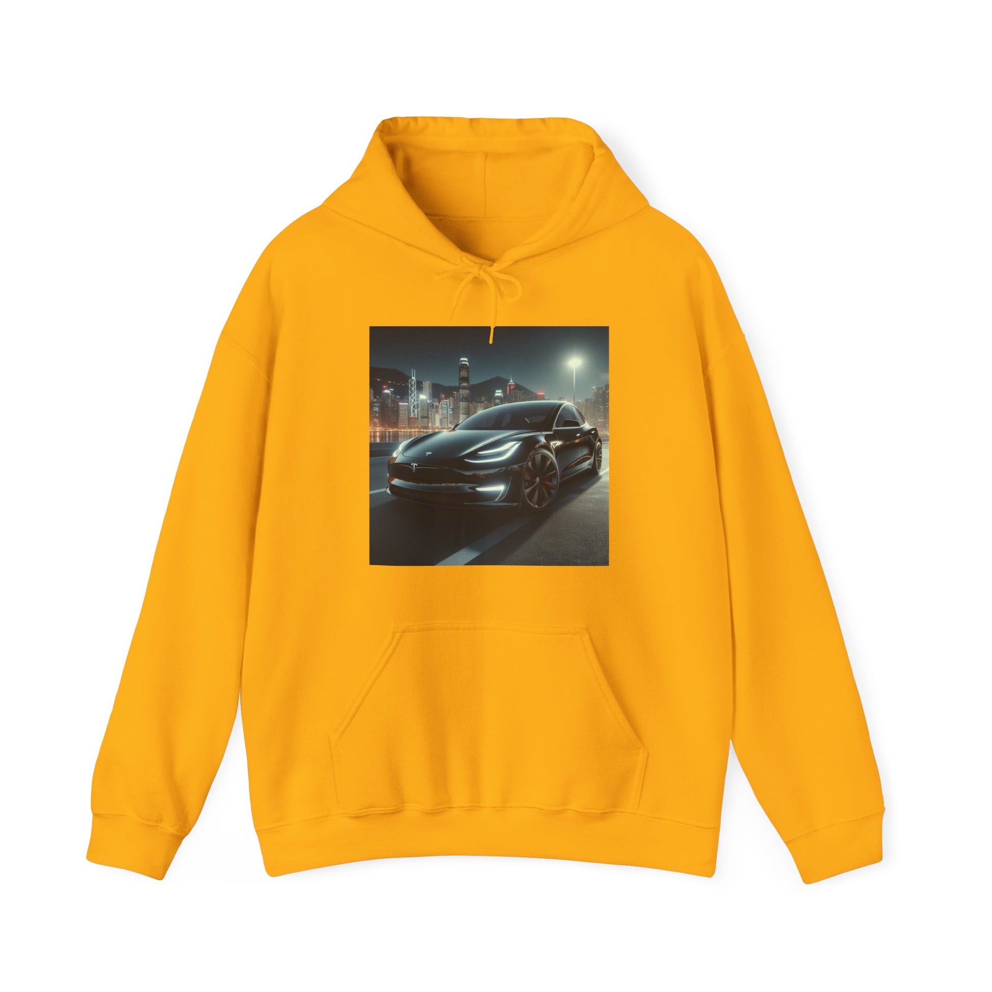 Black Tesla Hoodie Hoodie Printify Gold S