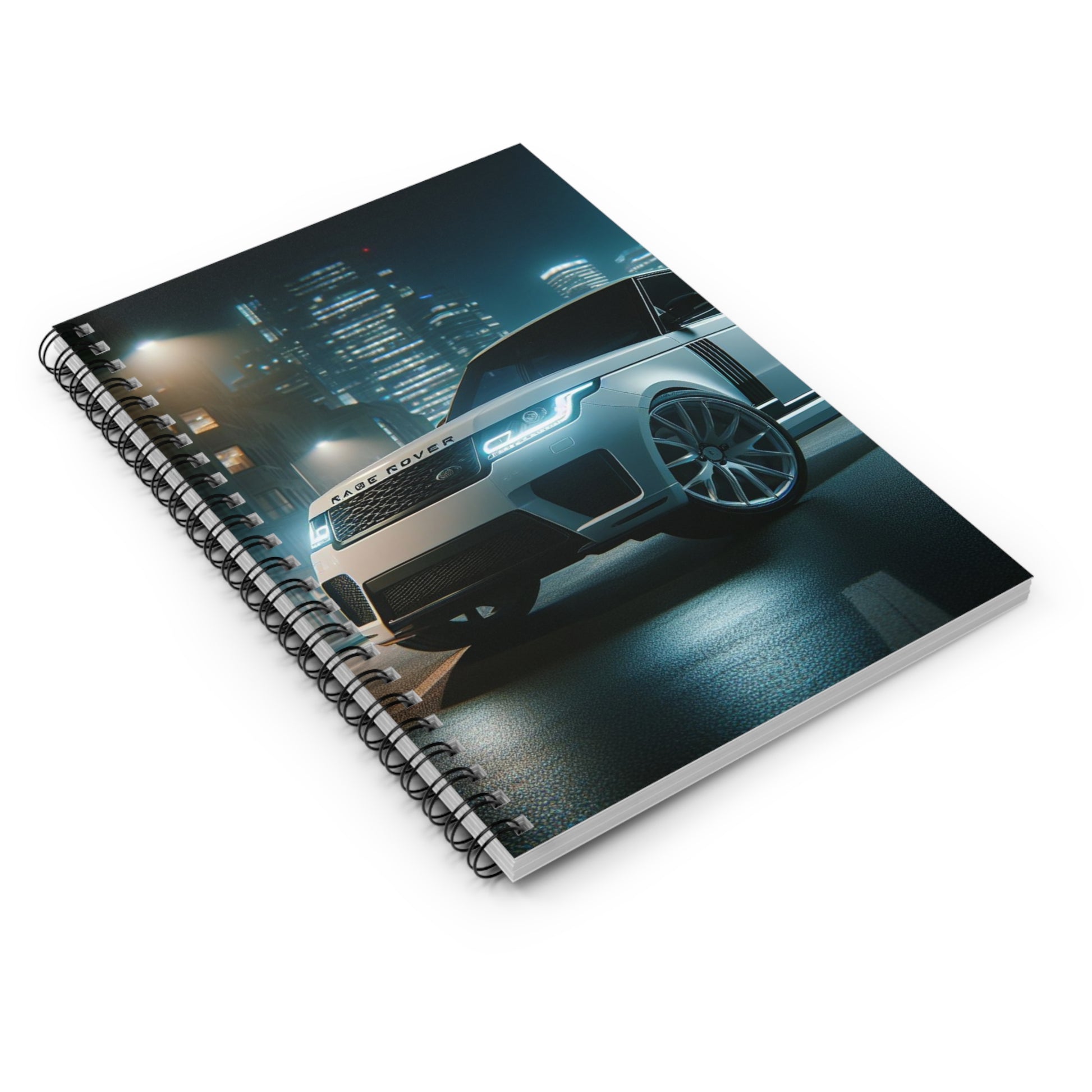 White Range Rover Spiral Notebook Paper products Printify