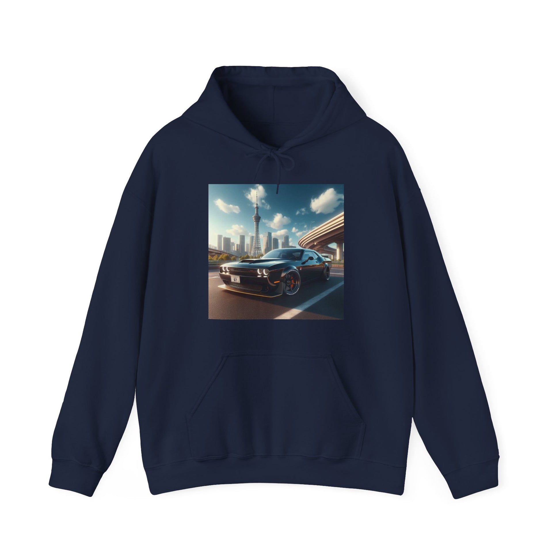 Black Challenger Hoodie Hoodie Printify Navy S