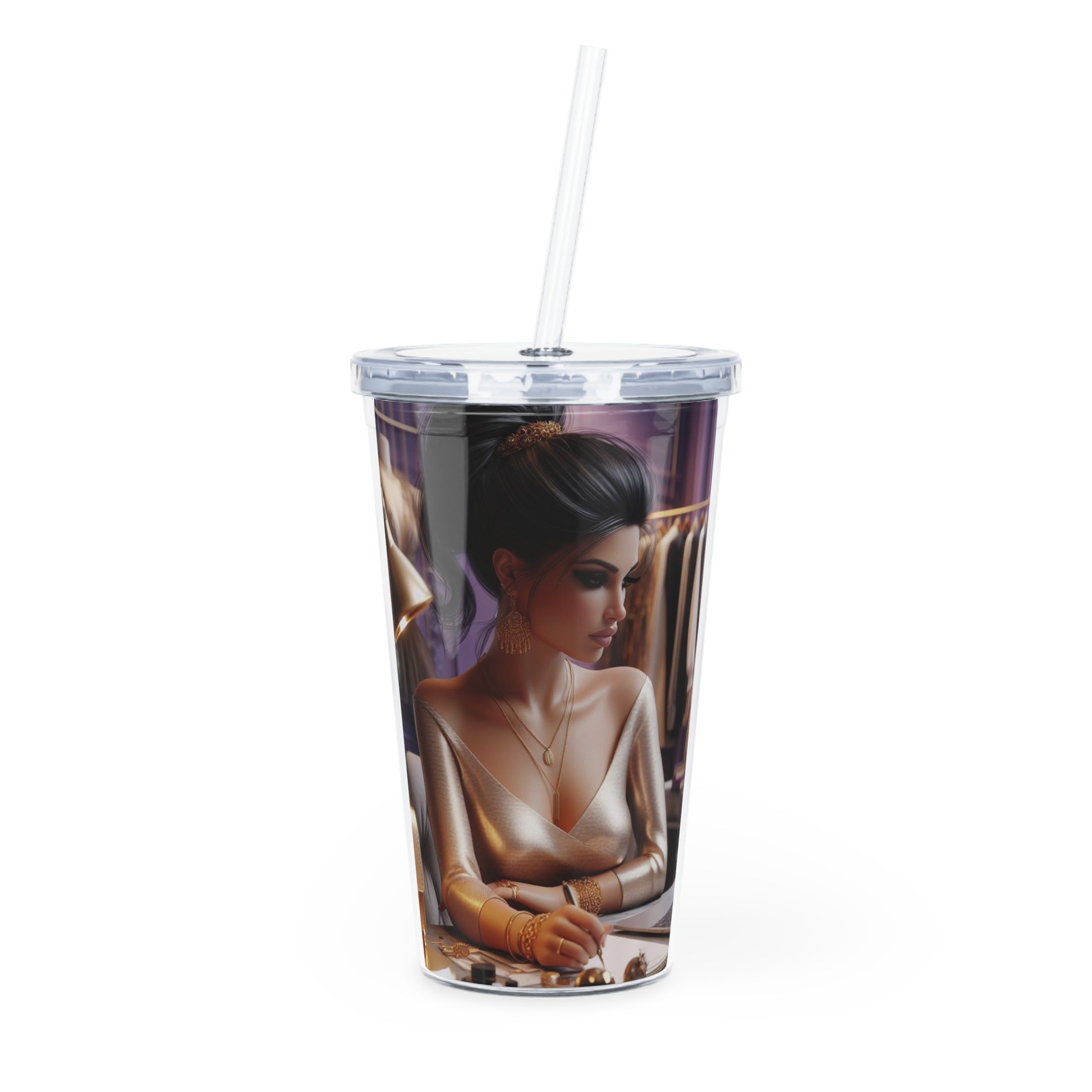 Fashion and Beauty Tumbler with Straw Mug Printify 20oz Transparent