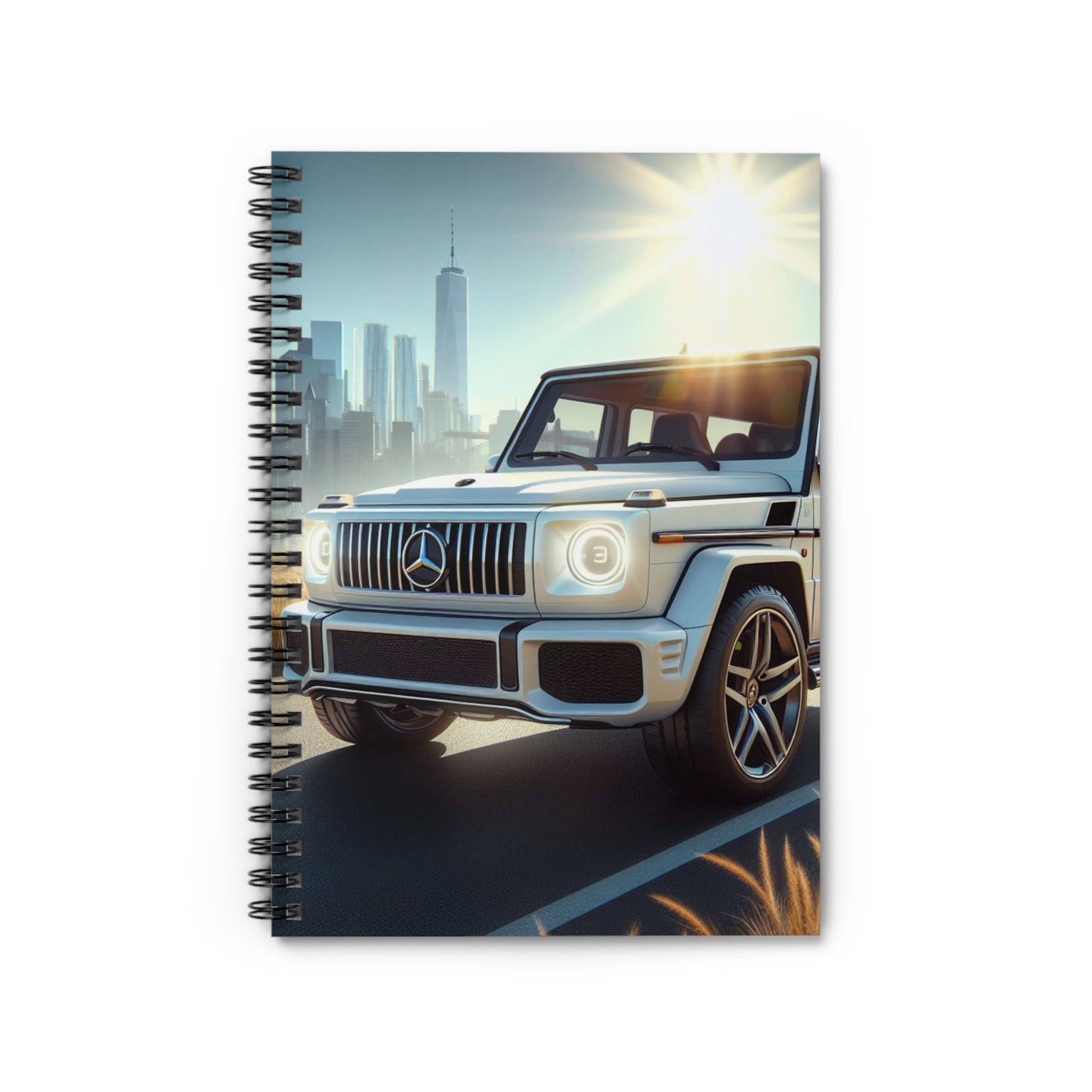 White G-Wagon Spiral Notebook Paper products Printify One Size