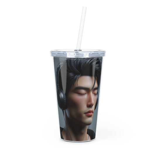 Music Vibes Plastic Tumbler with Straw Mug Printify 20oz Transparent