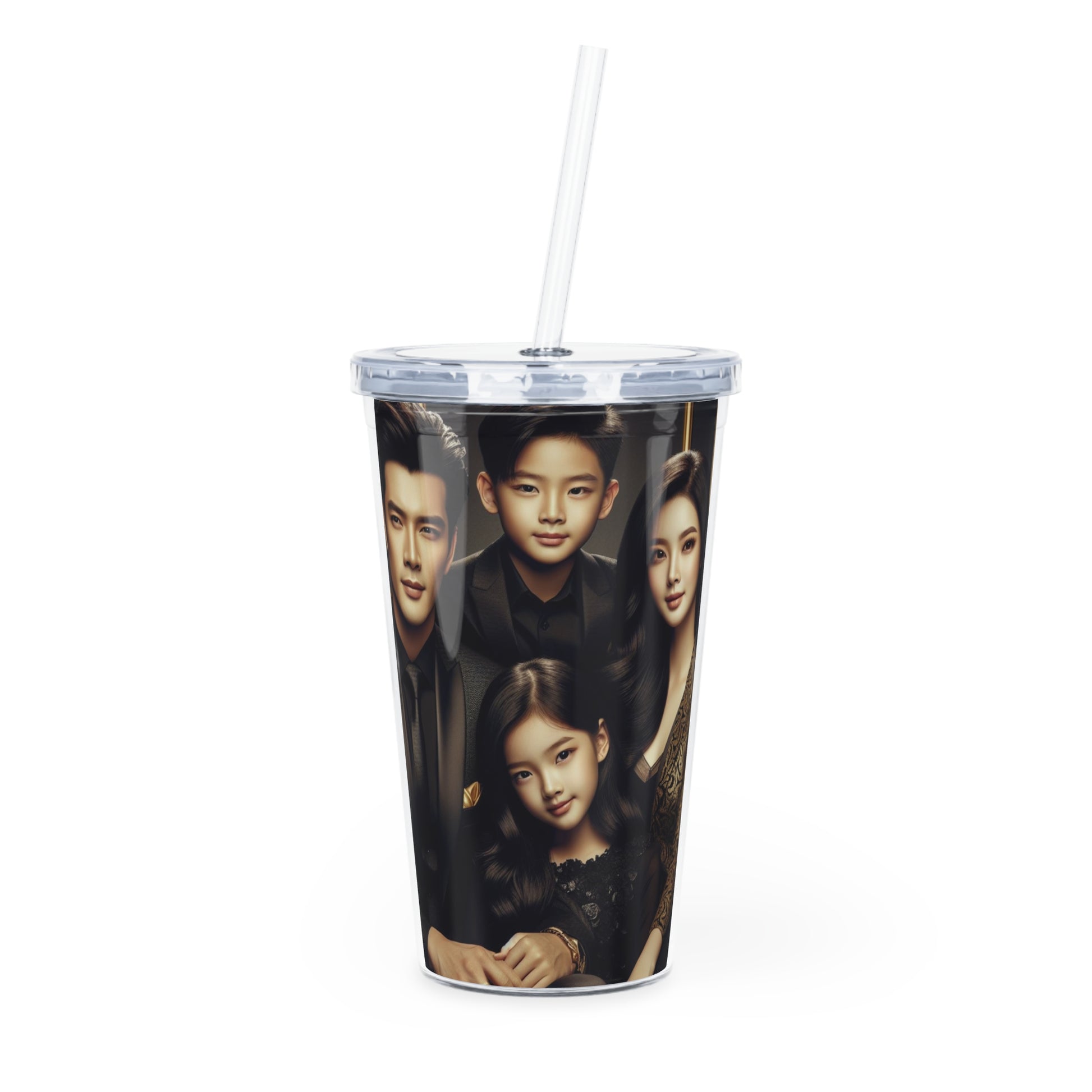 Family Portrait Tumbler with Straw Mug Printify 20oz Transparent