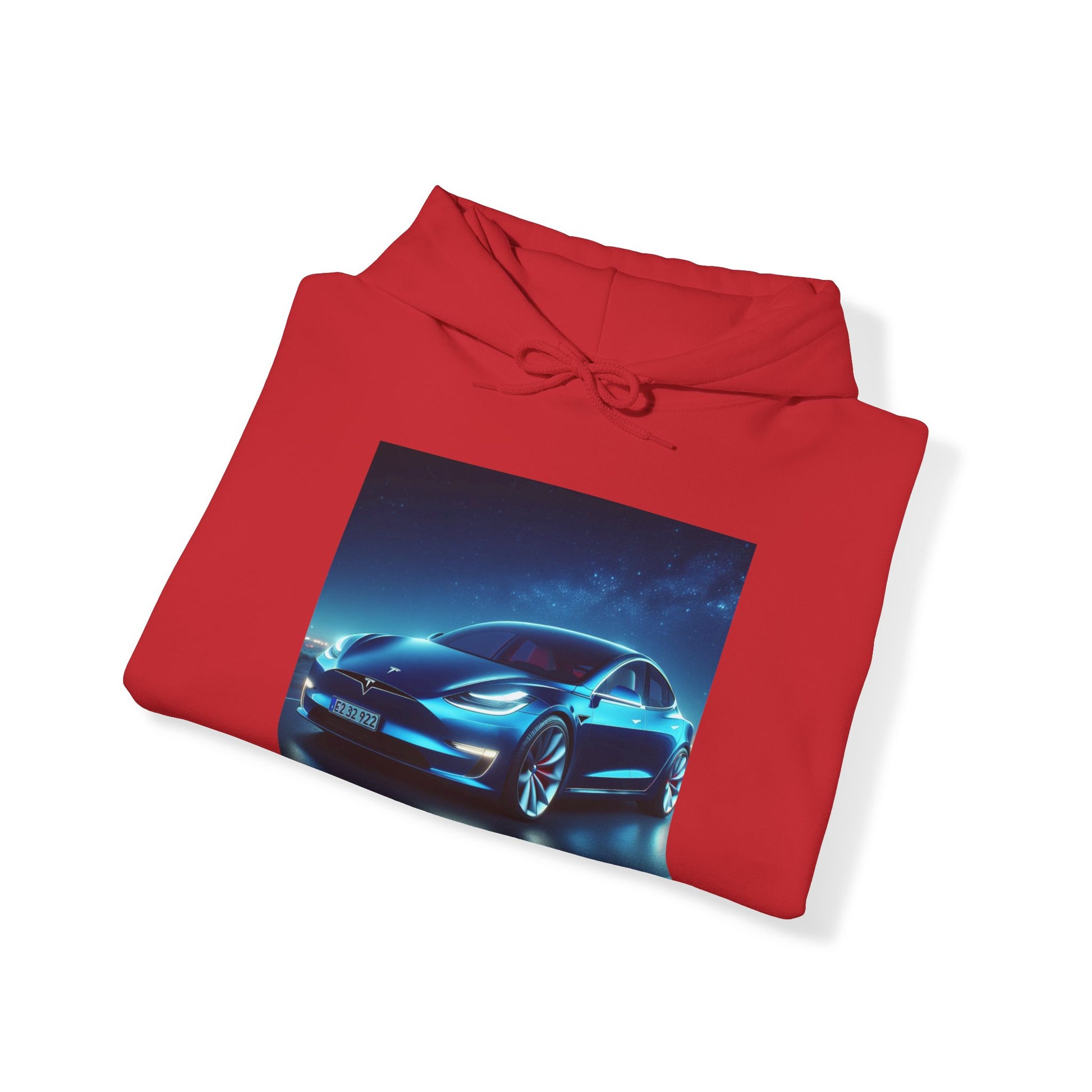 Blue Tesla Hoodie Hoodie Printify