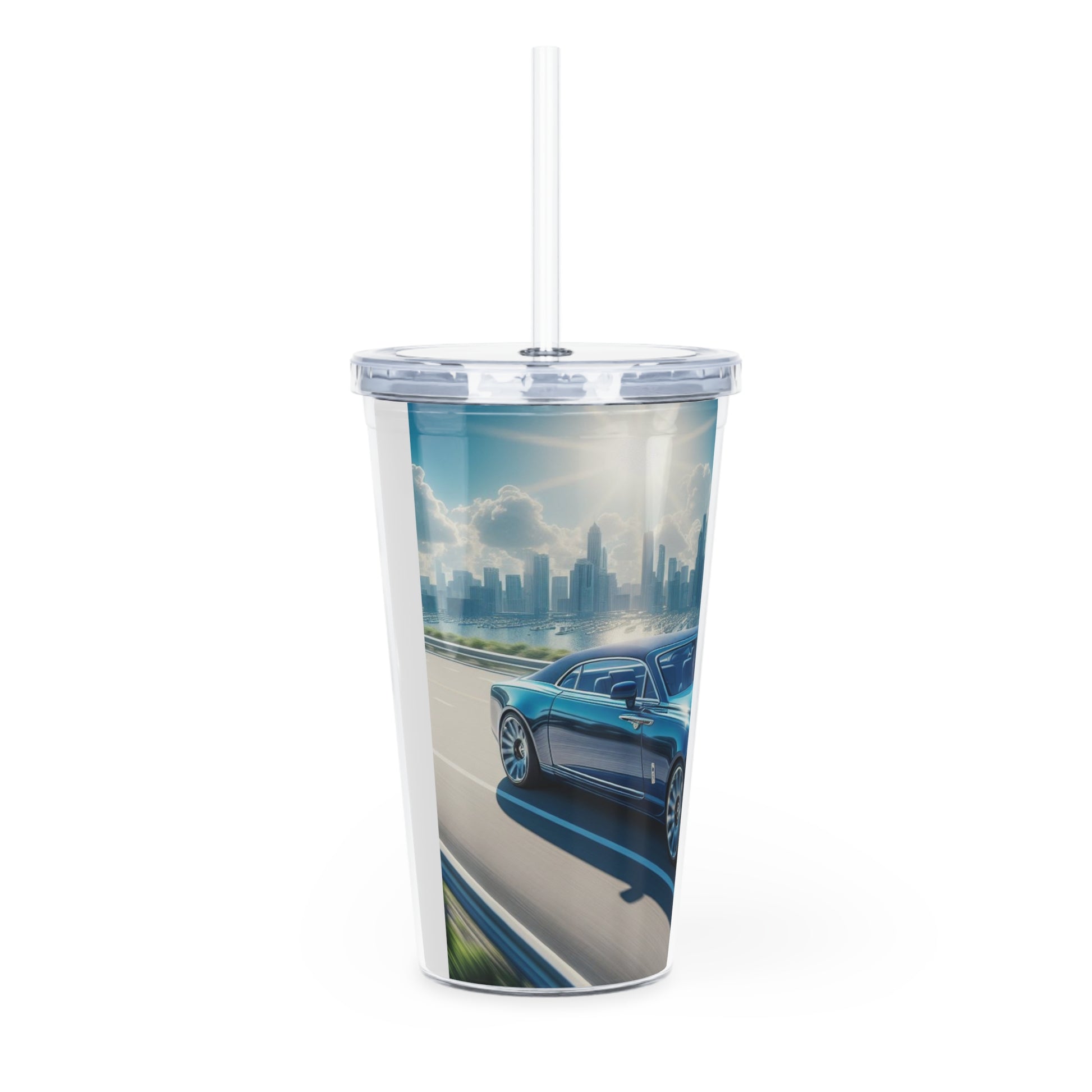 Blue Rolls Royce Tumbler with Straw Mug Printify