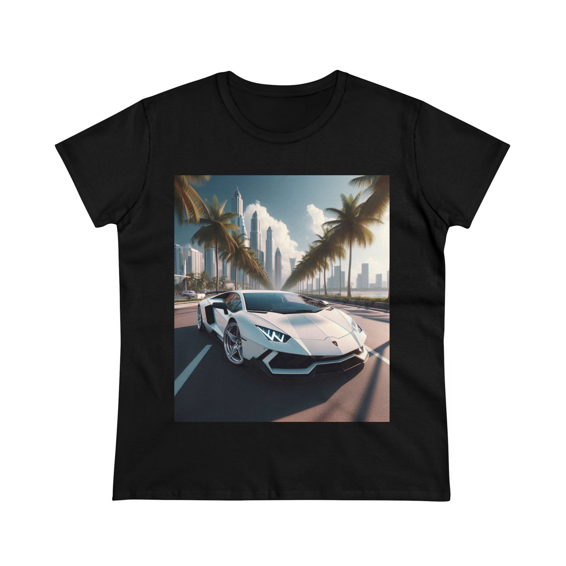 White Lamborghini T-Shirt T-Shirt Printify Black S