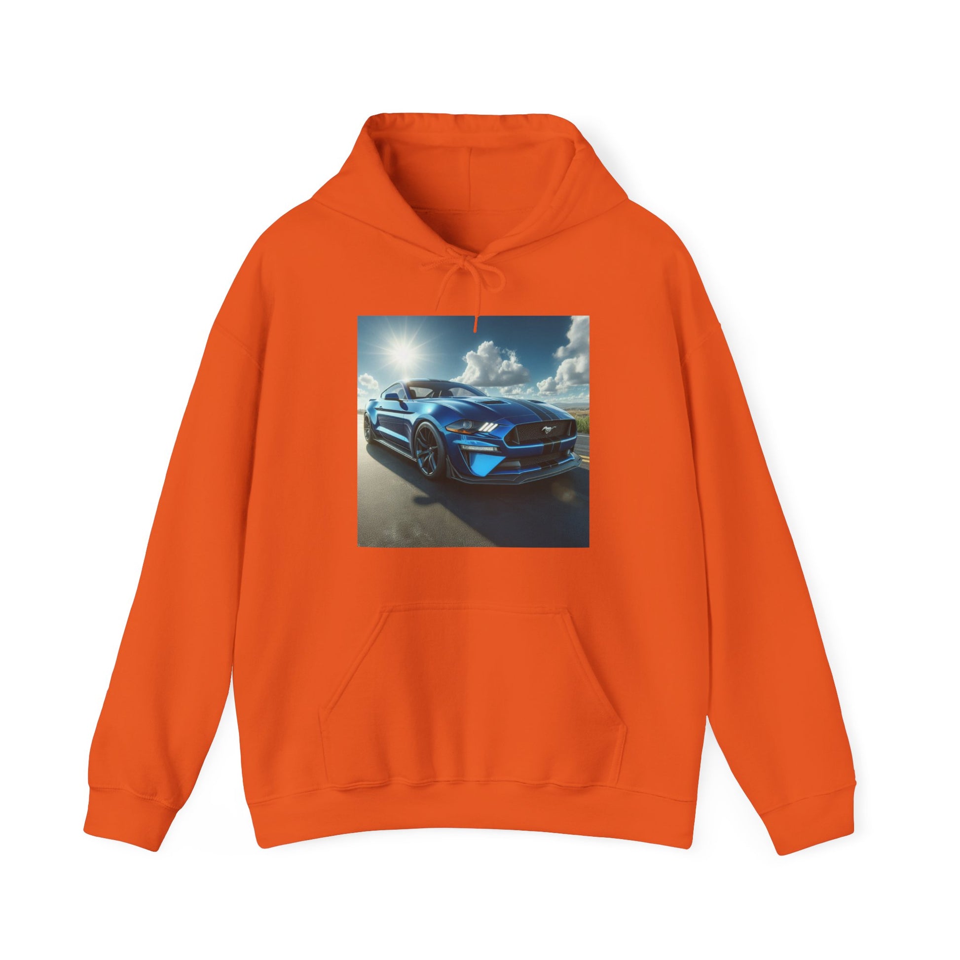 Blue Mustang Hoodie Hoodie Printify Orange S