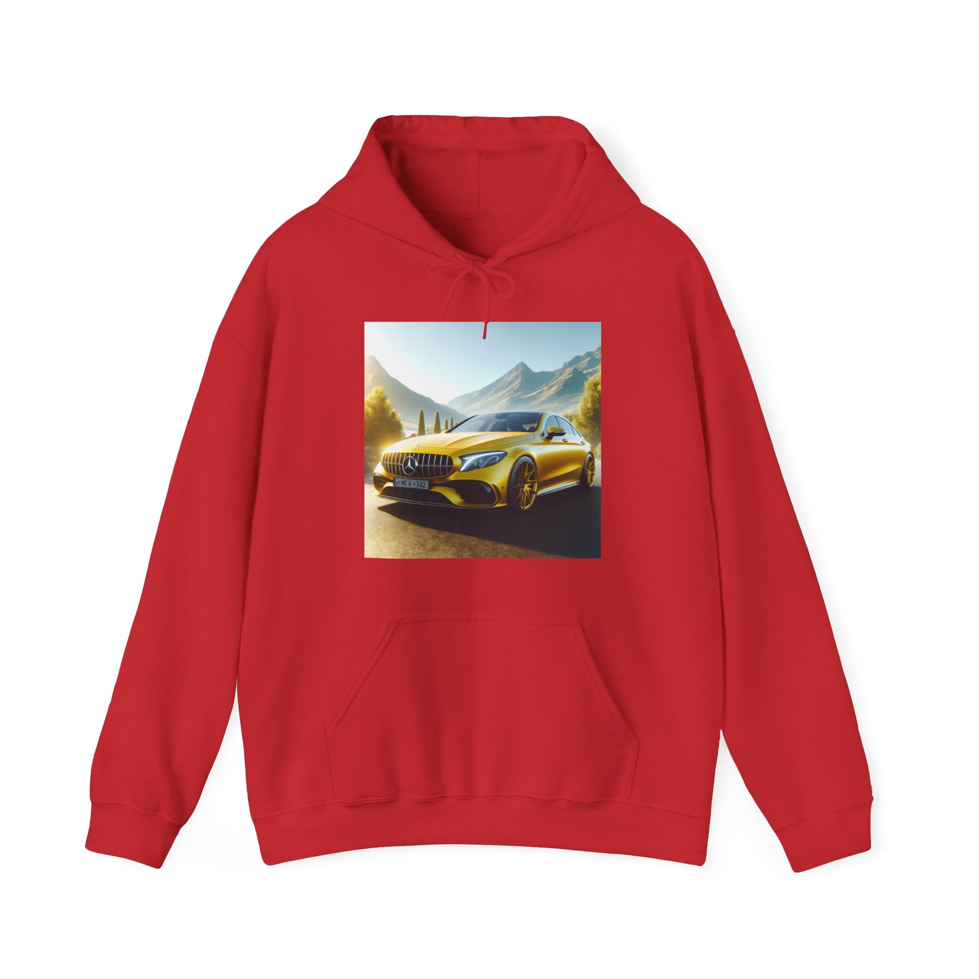 Yellow Mercedes Hoodie Hoodie Printify Red S