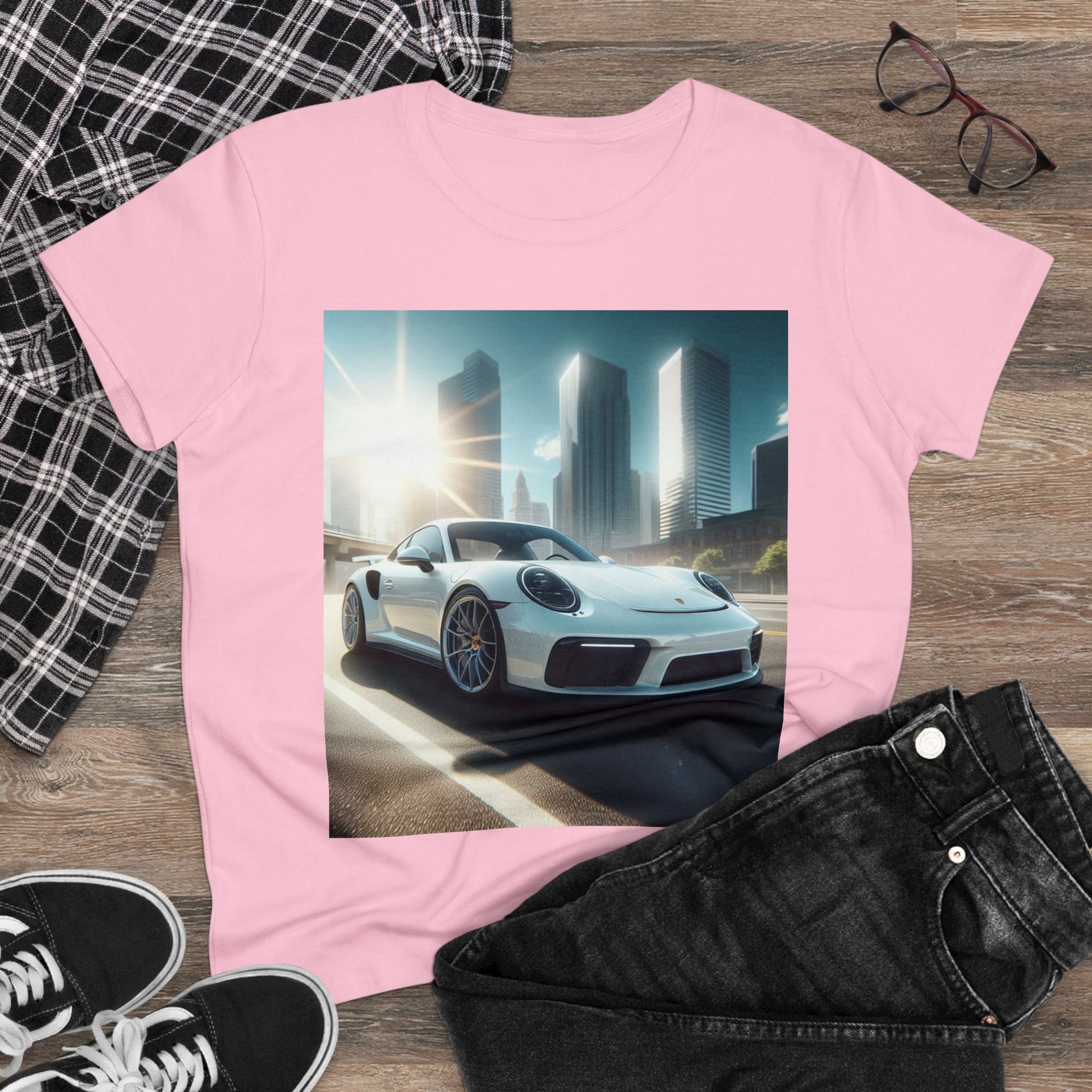 White Porsche T-Shirt T-Shirt Printify