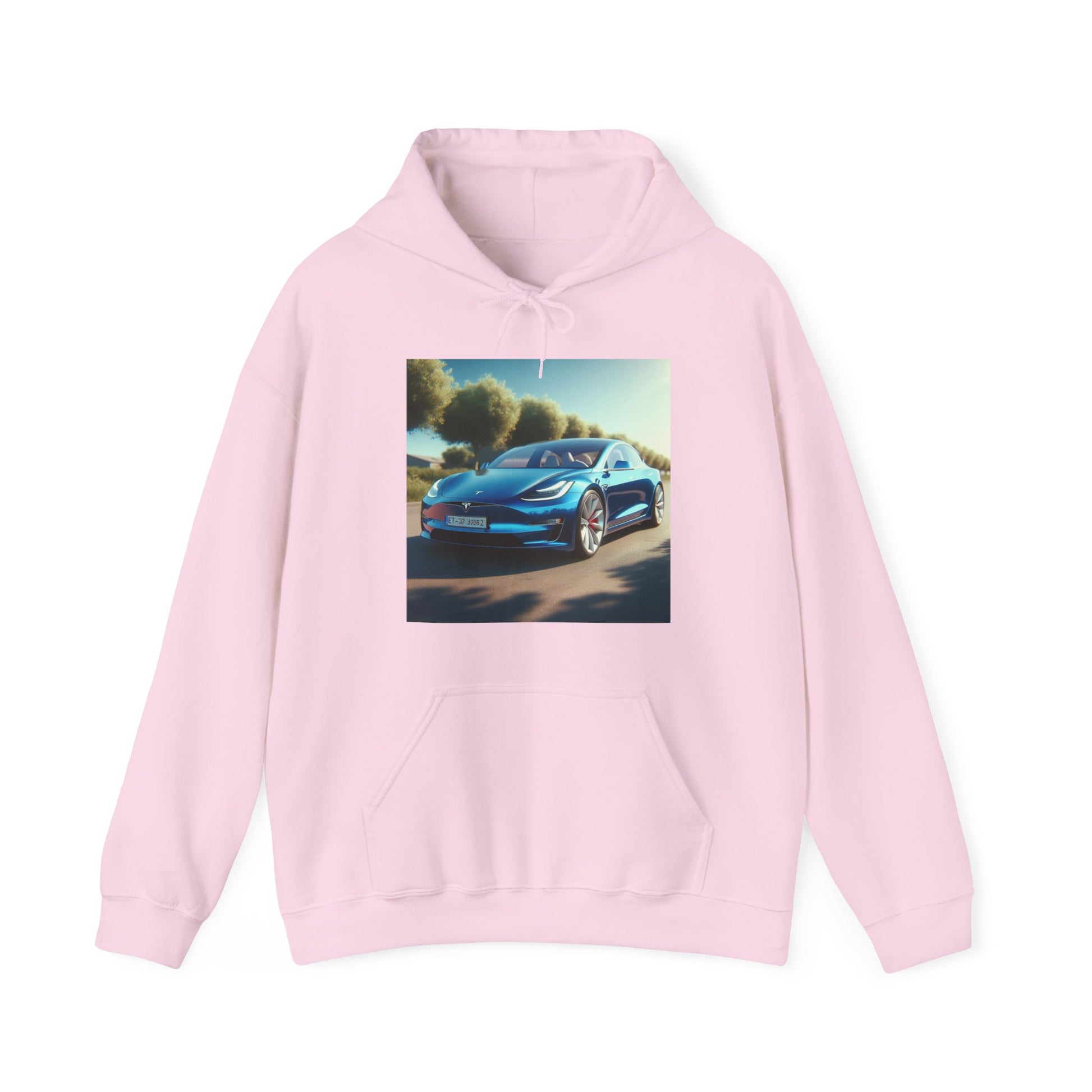 Blue Tesla Hoodie Hoodie Printify Light Pink S