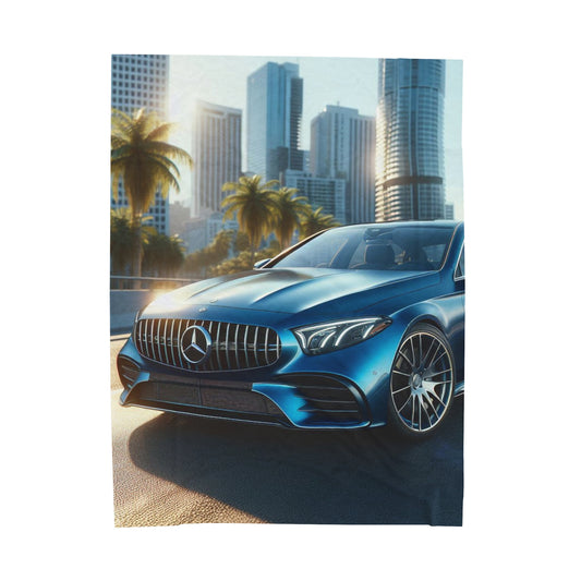 Blue Mercedes Plush Blanket All Over Prints Printify 60" × 80"