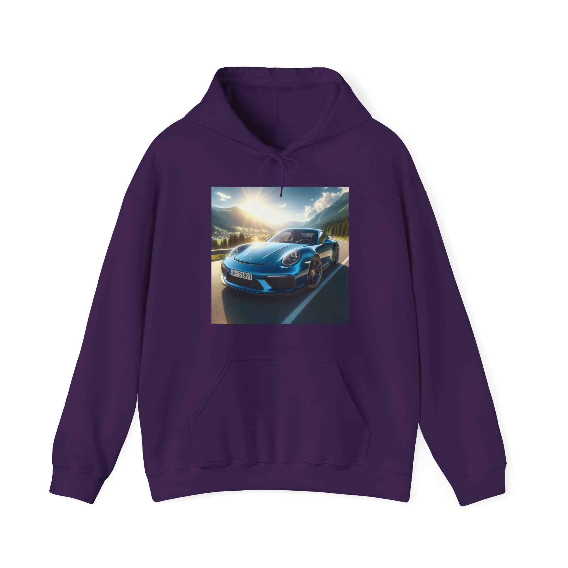 Blue Porsche Hoodie Hoodie Printify Purple S