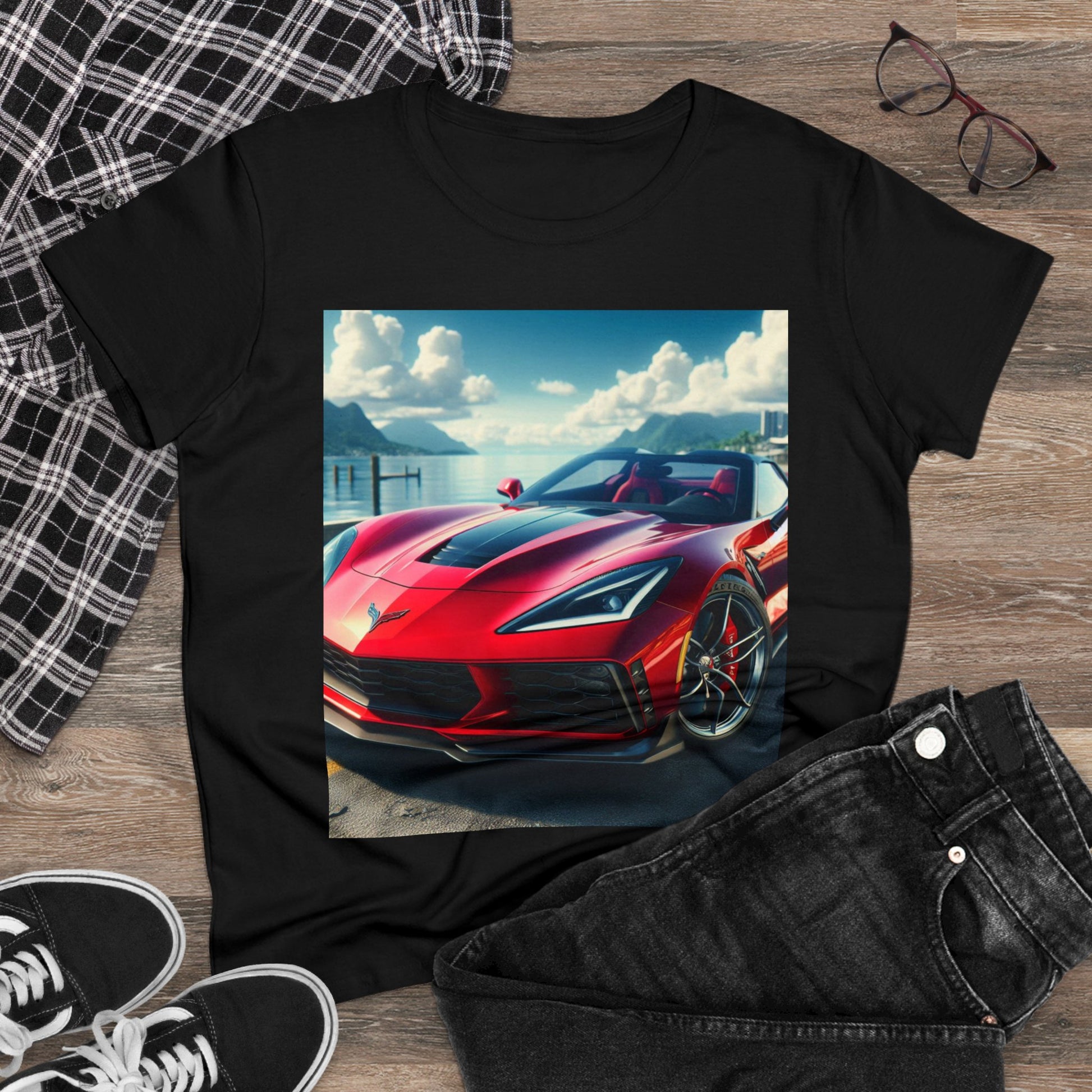 Red Corvette T-Shirt T-Shirt Printify