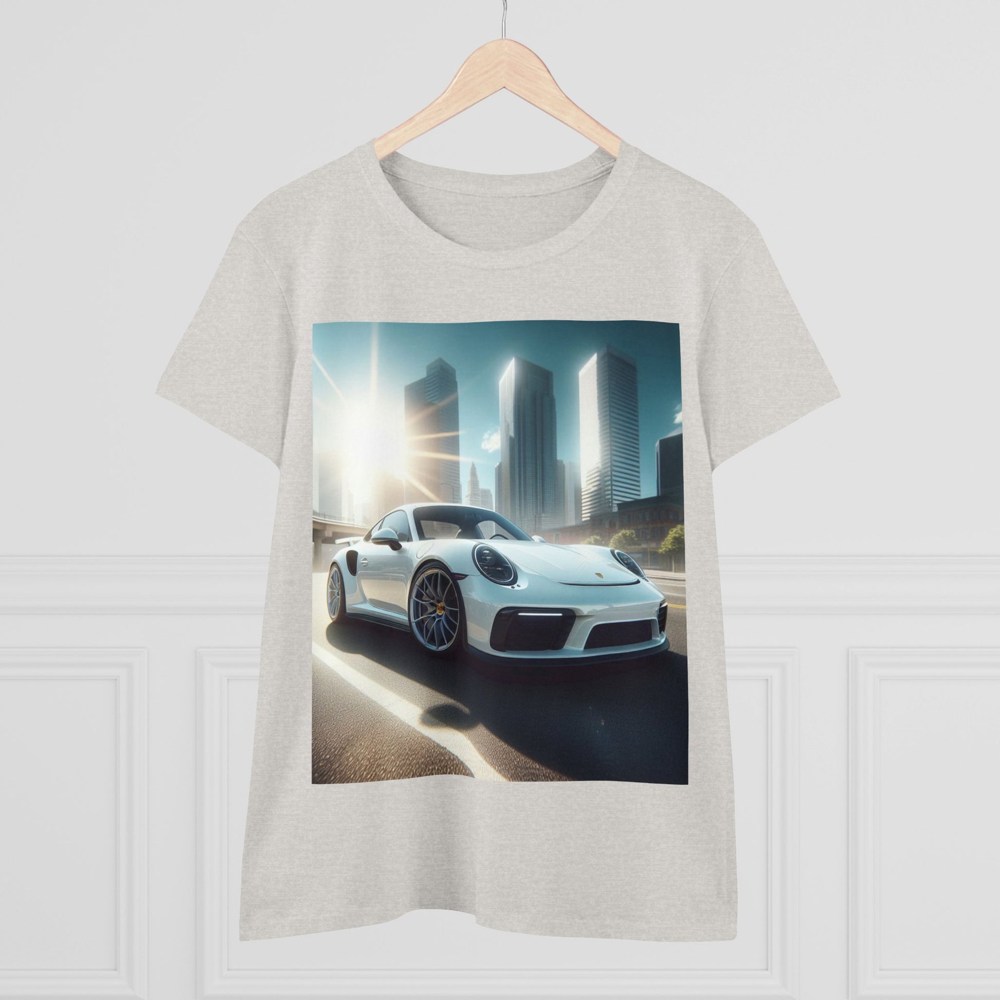 White Porsche T-Shirt T-Shirt Printify