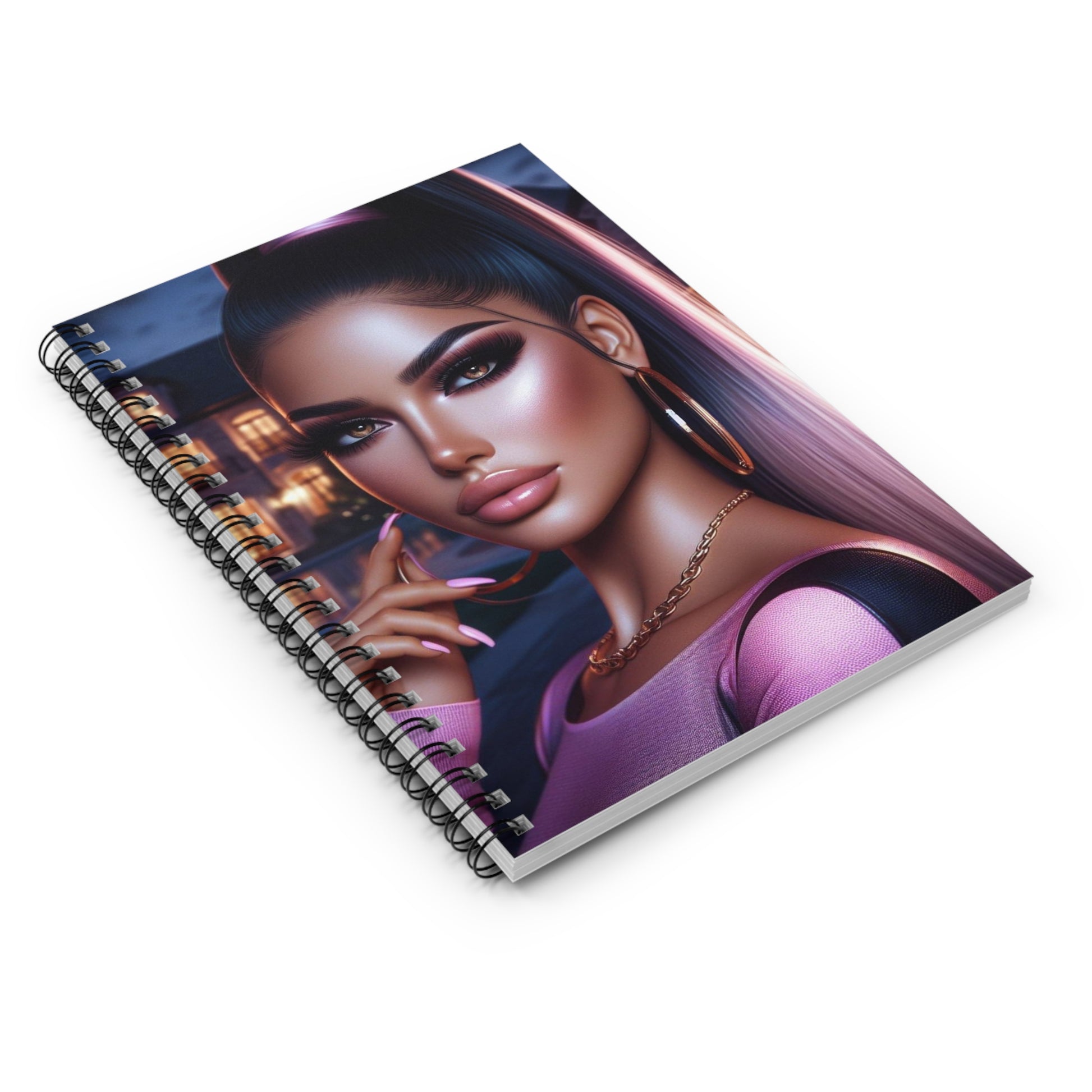 Pink at Night Spiral Notebook Paper products Printify