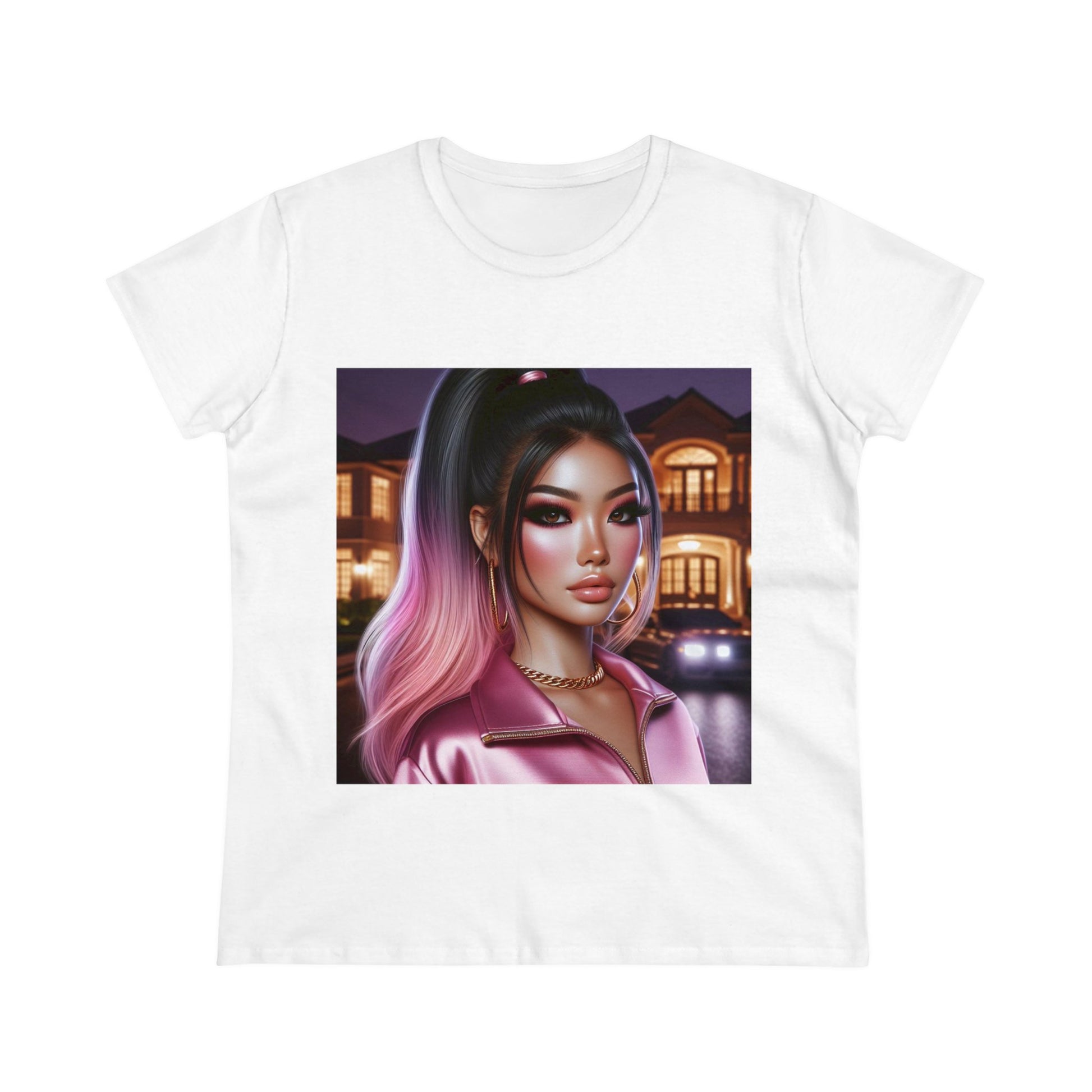 Pink at Night T-Shirt T-Shirt Printify White S