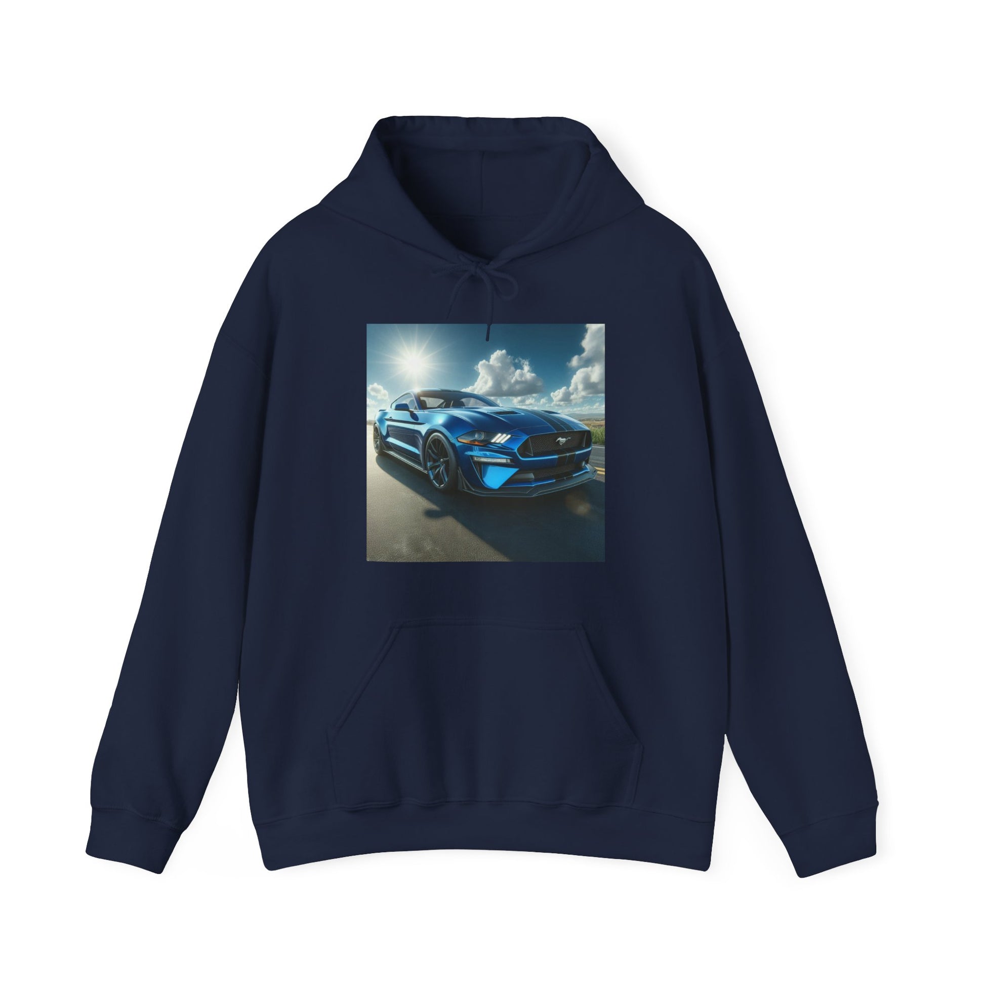 Blue Mustang Hoodie Hoodie Printify Navy S