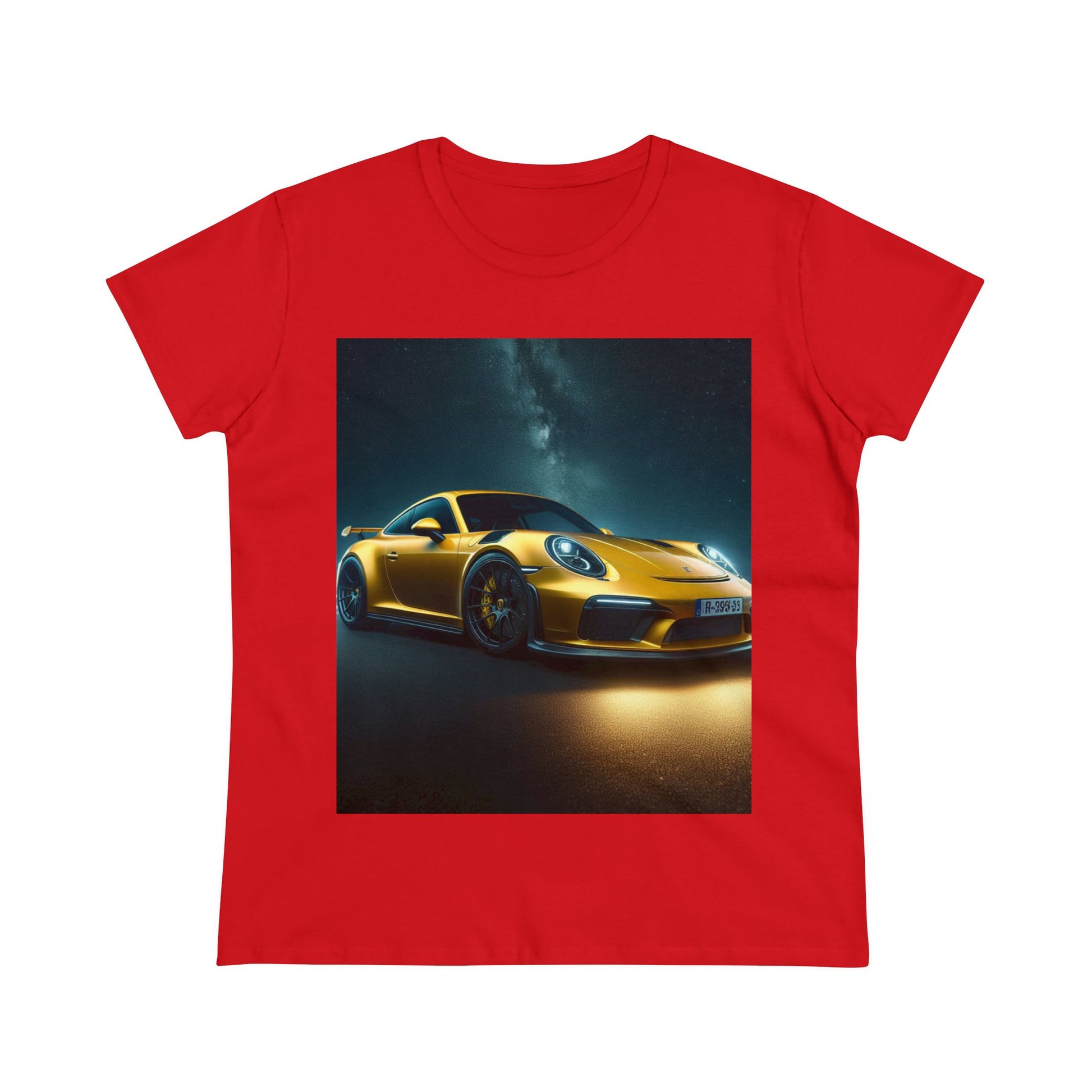 Yellow Porsche T-Shirt T-Shirt Printify Red S