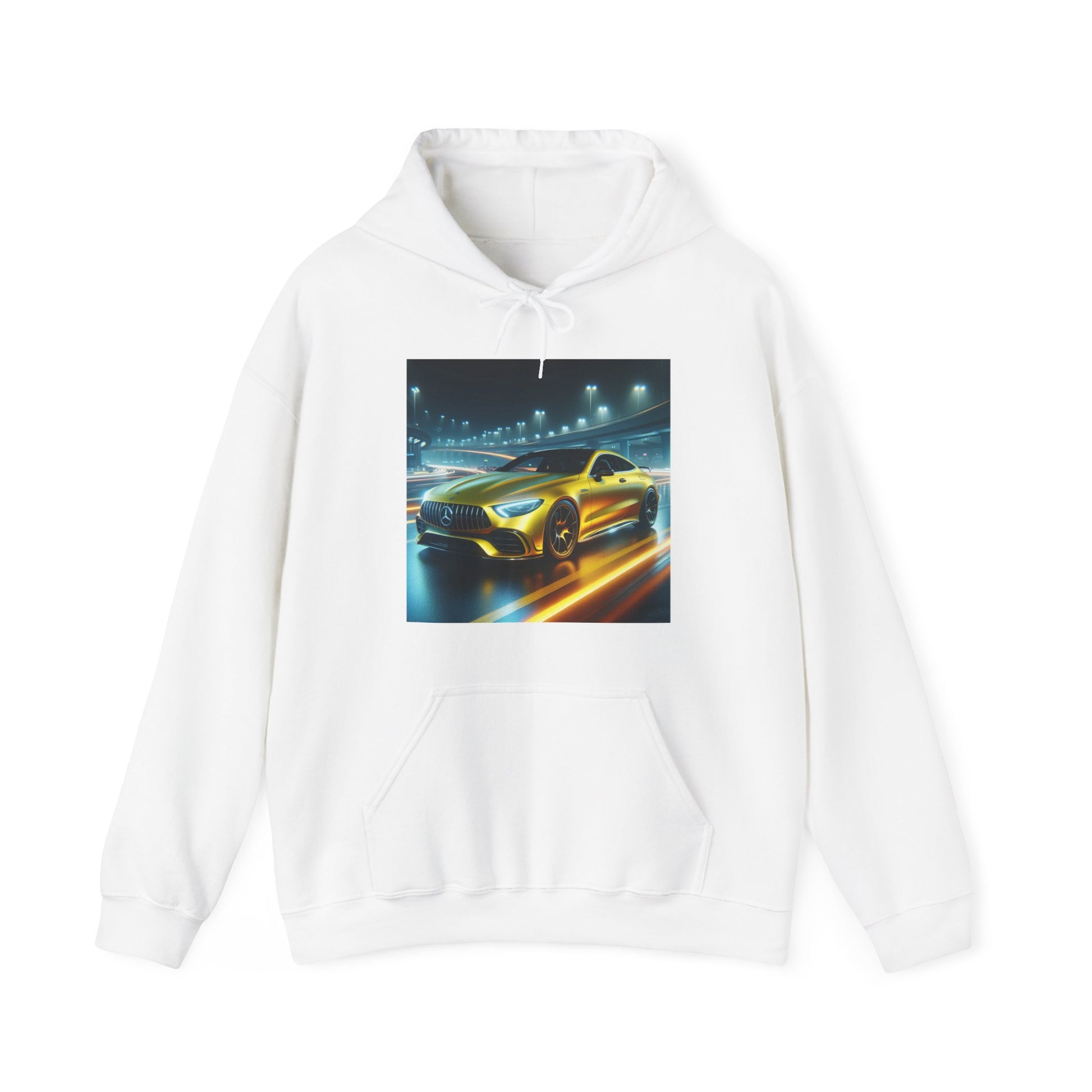 Yellow Mercedes Hoodie Hoodie Printify White S
