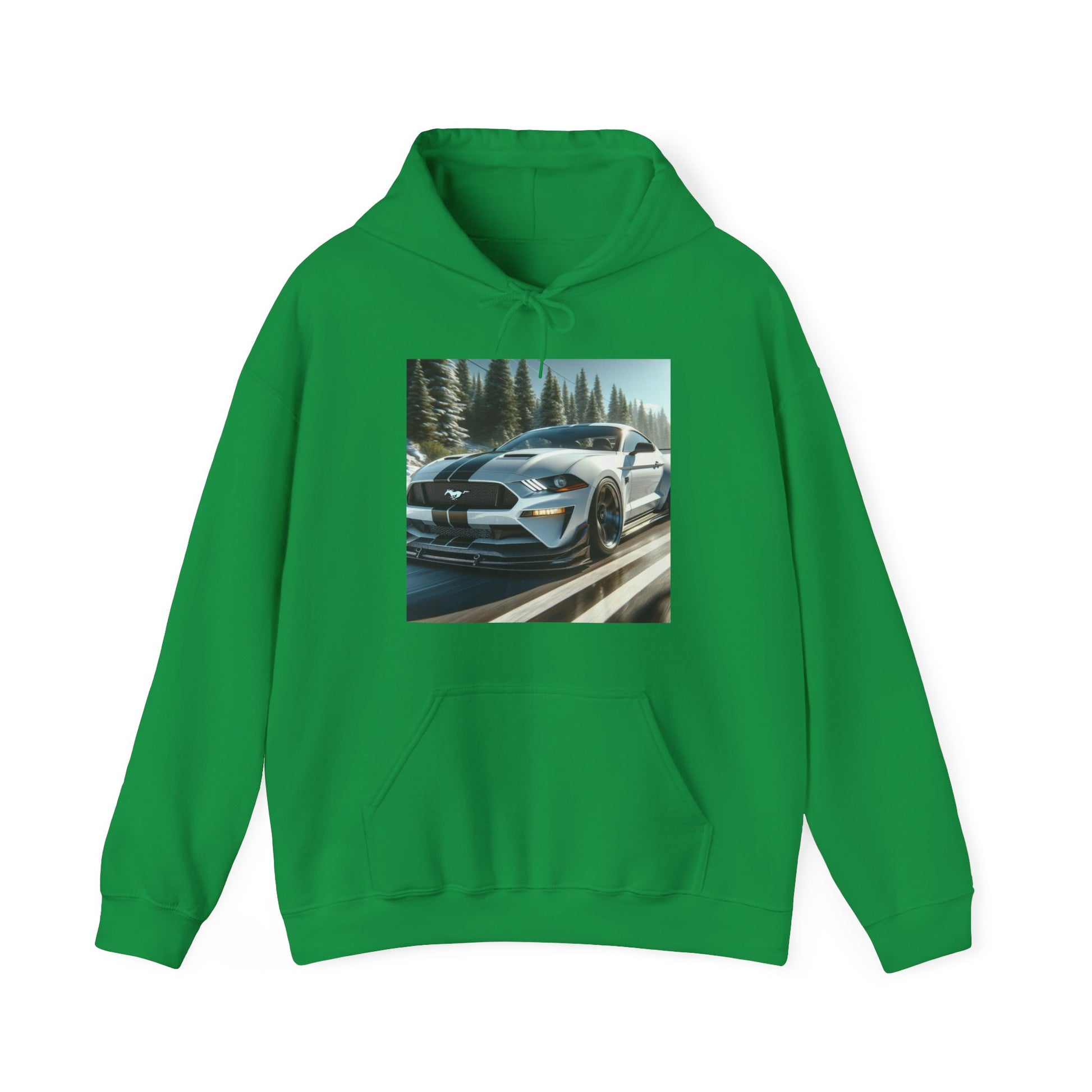 White Mustang Hoodie Hoodie Printify Irish Green S