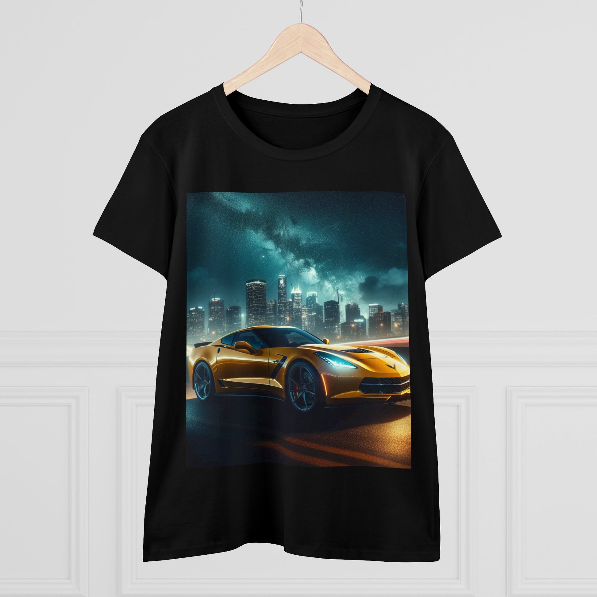 Yellow Corvette T-Shirt T-Shirt Printify