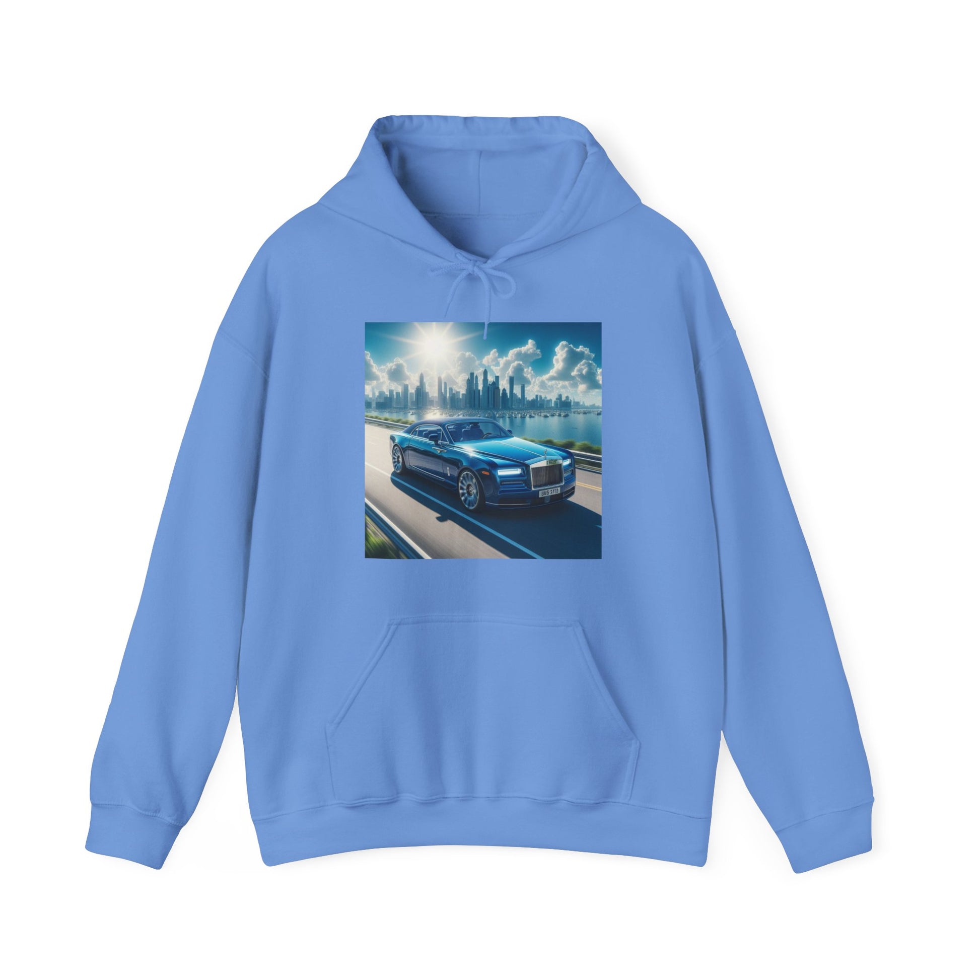Blue Rolls Royce Hoodie Hoodie Printify Carolina Blue S