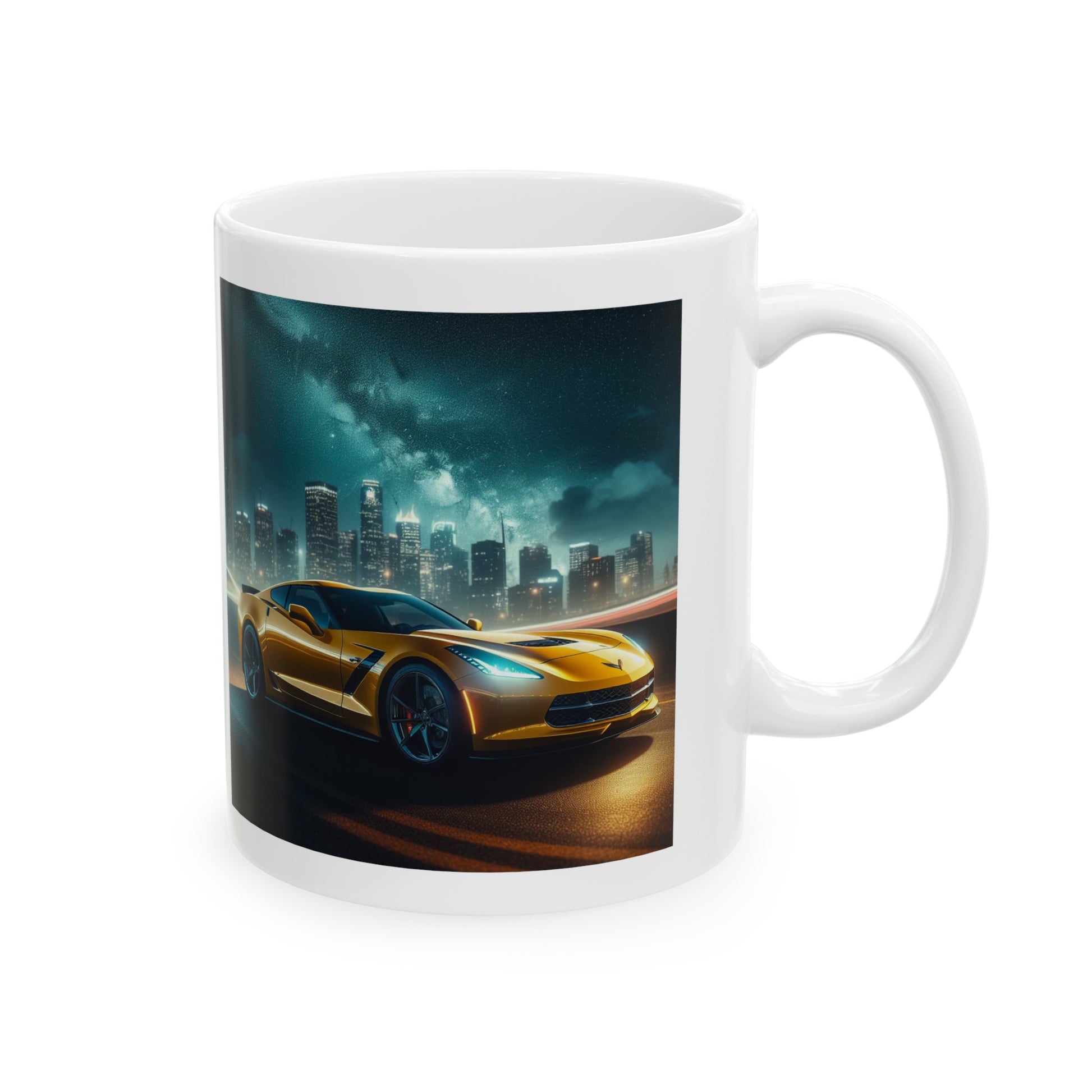 Yellow Corvette Mug Mug Printify