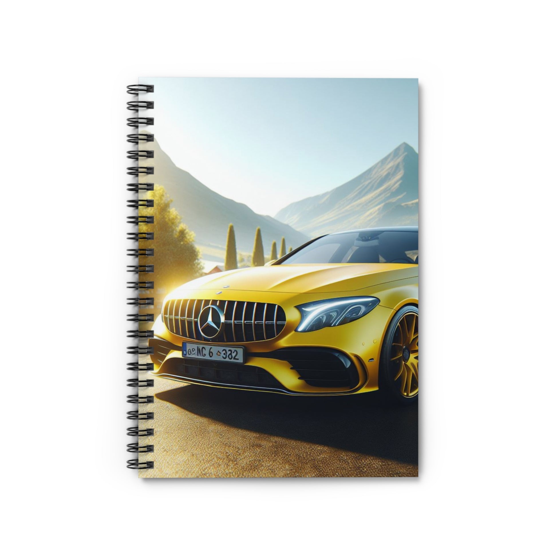 Yellow Mercedes Spiral Notebook Paper products Printify One Size