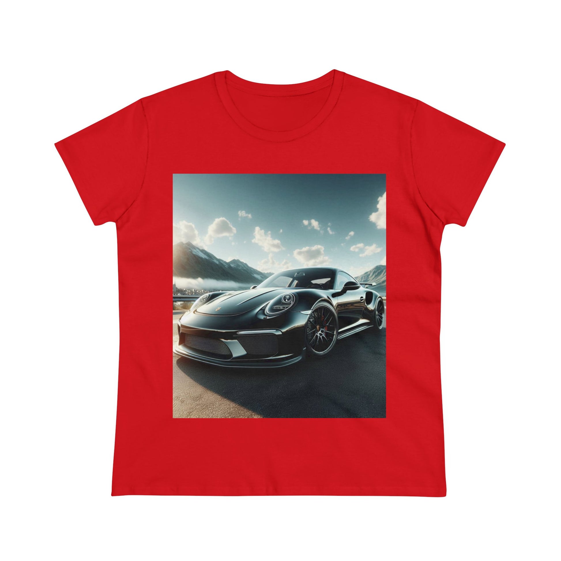 Black Porsche T-Shirt T-Shirt Printify Red S