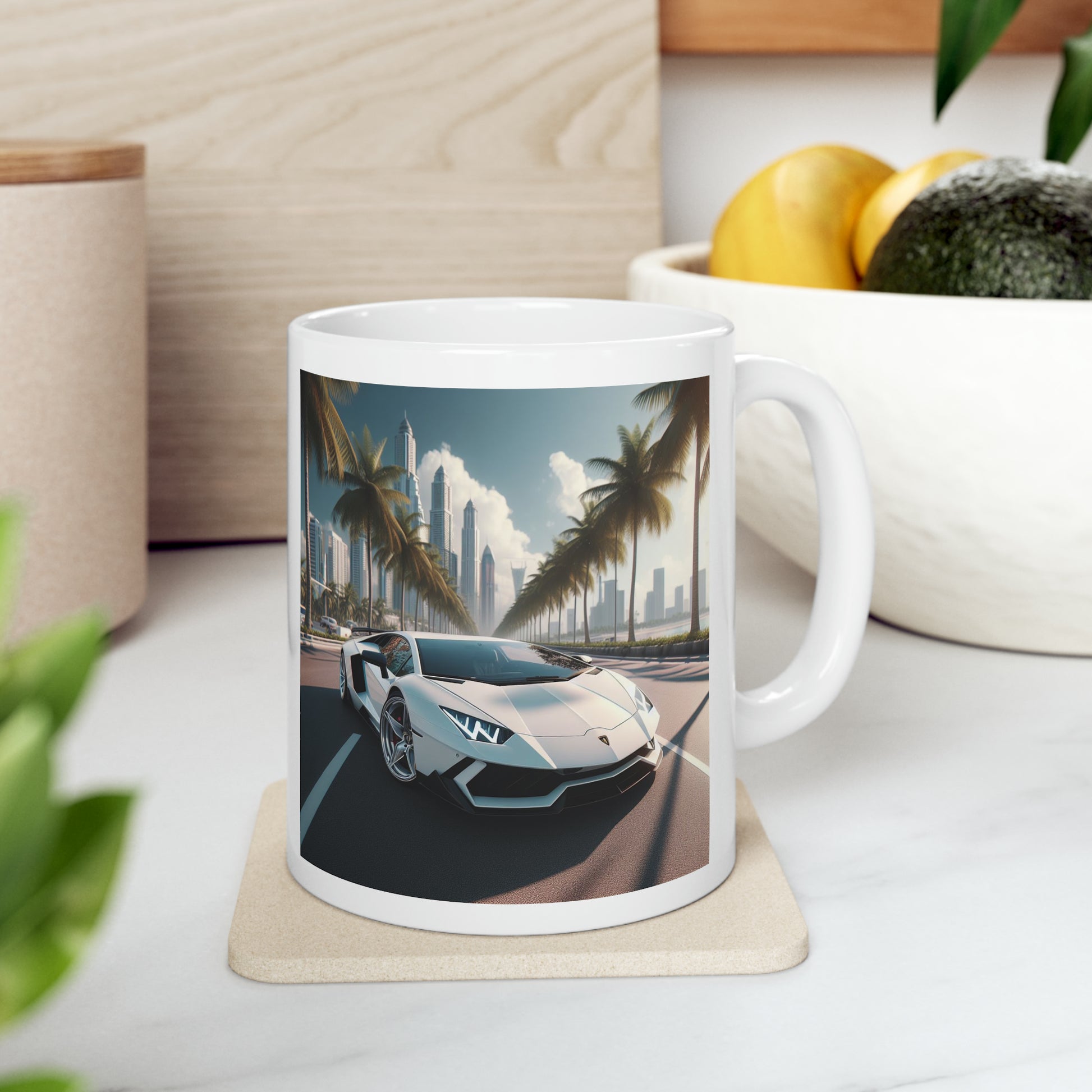 White Lamborghini Mug Mug Printify