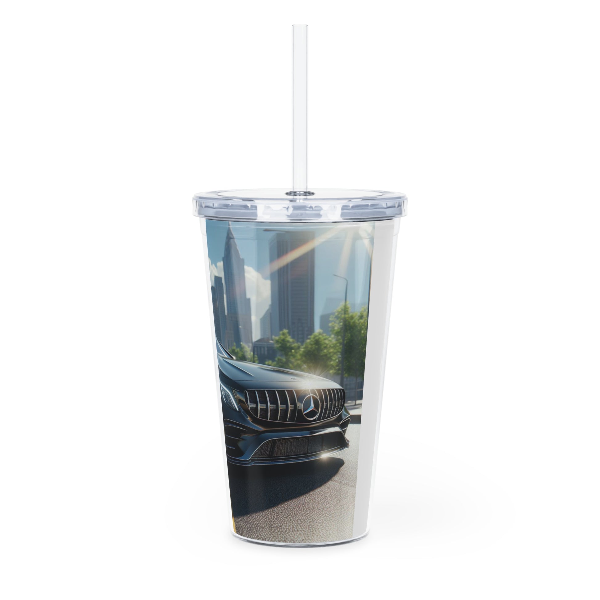 Black Mercedes Tumbler with Straw Mug Printify