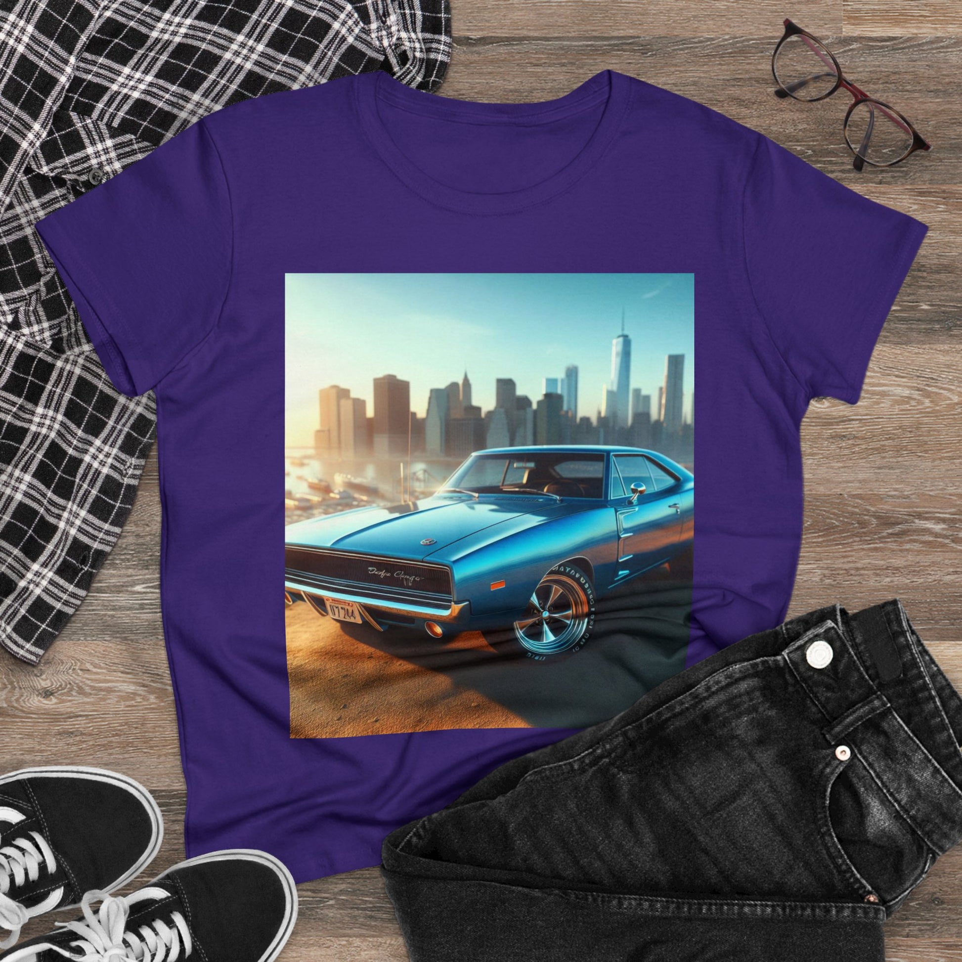 1970 Blue Dodge Charger T-Shirt T-Shirt Printify